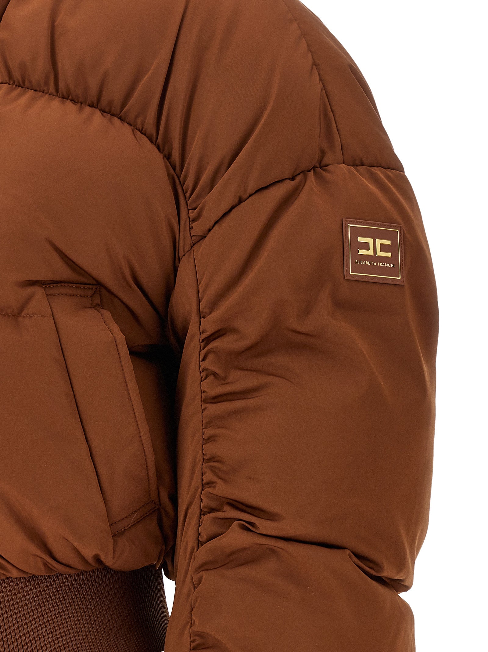 Elisabetta Franchi Brown Polyester Full-Length Women's Jacket