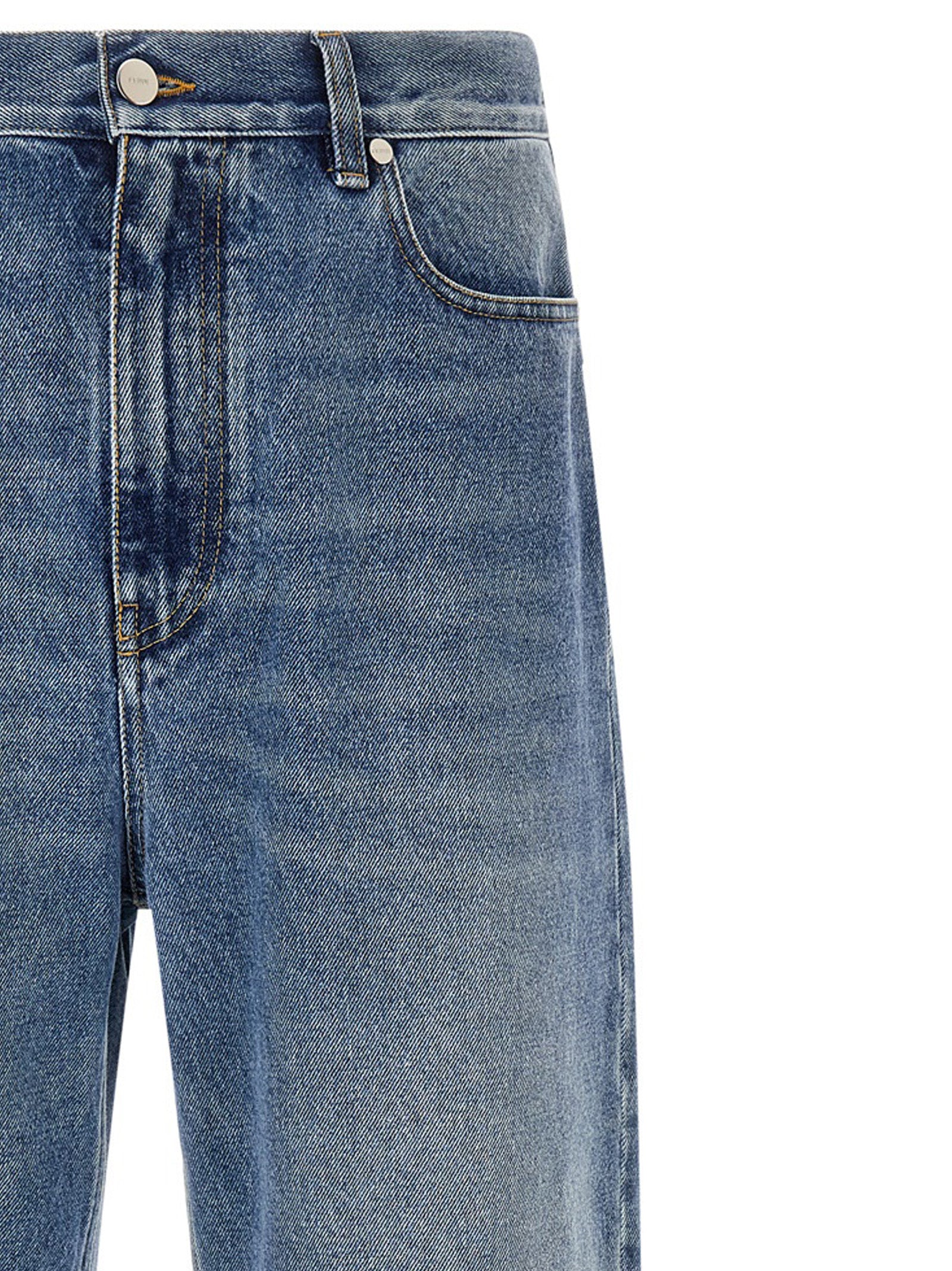 Fendi Blue Cotton Relaxed Fit Men's Jeans