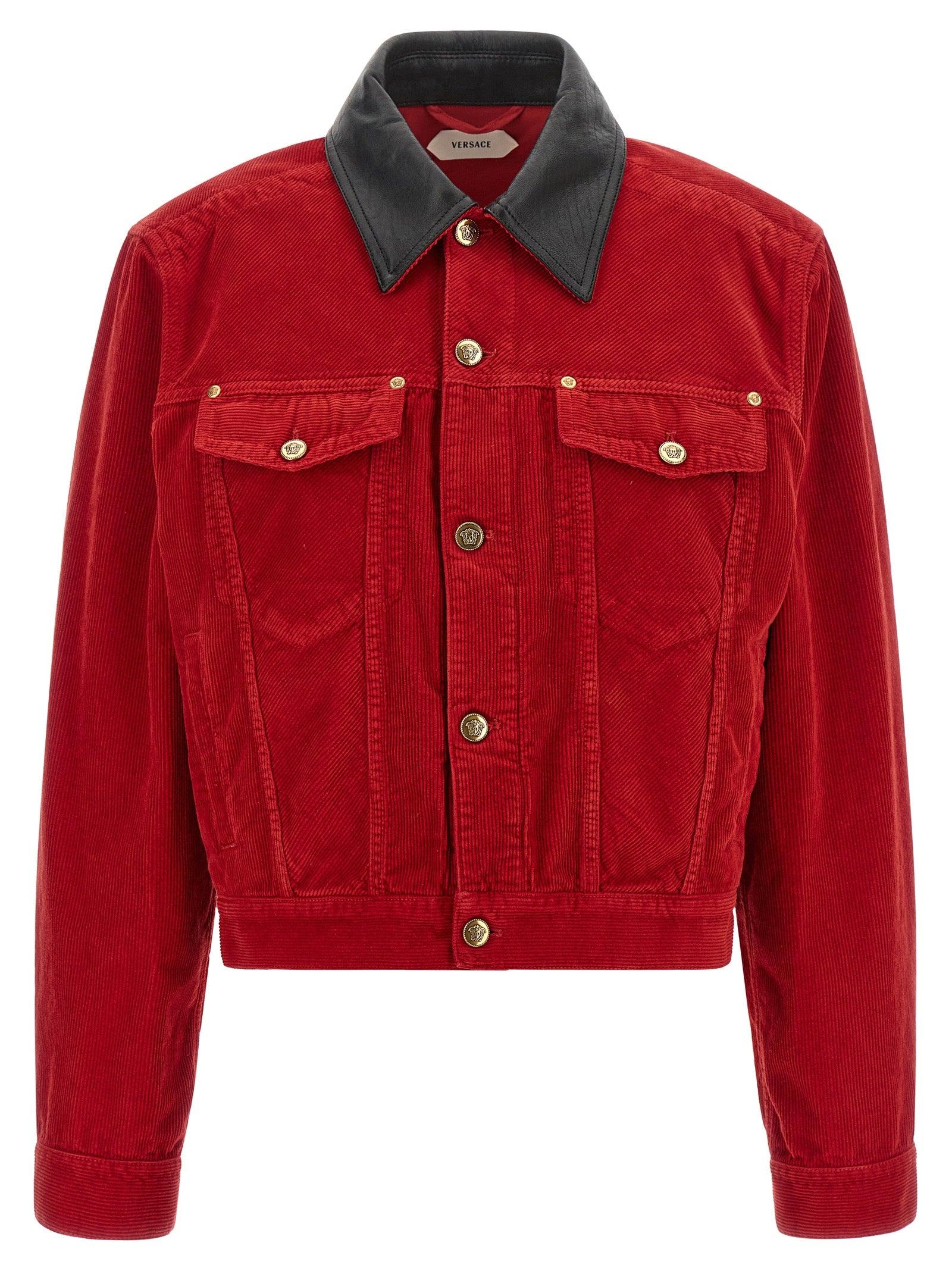 Versace Red Cotton Full-Length Women's Jacket