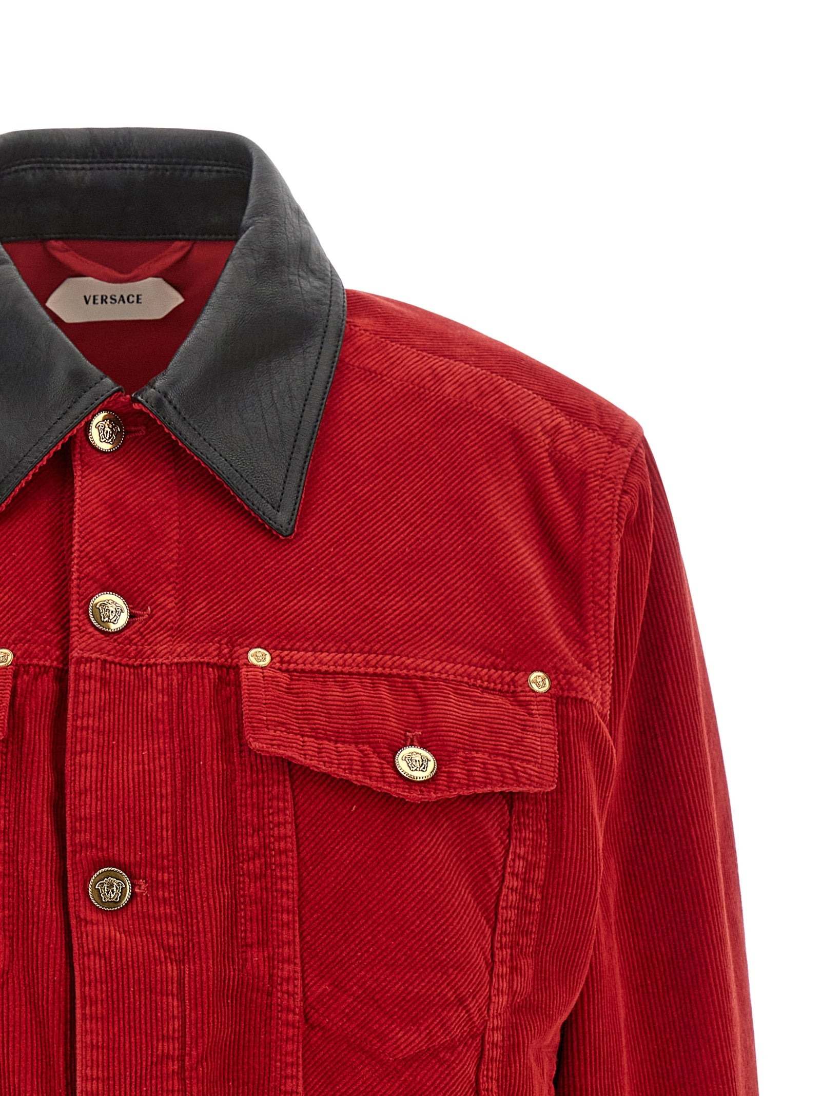 Versace Red Cotton Full-Length Women's Jacket
