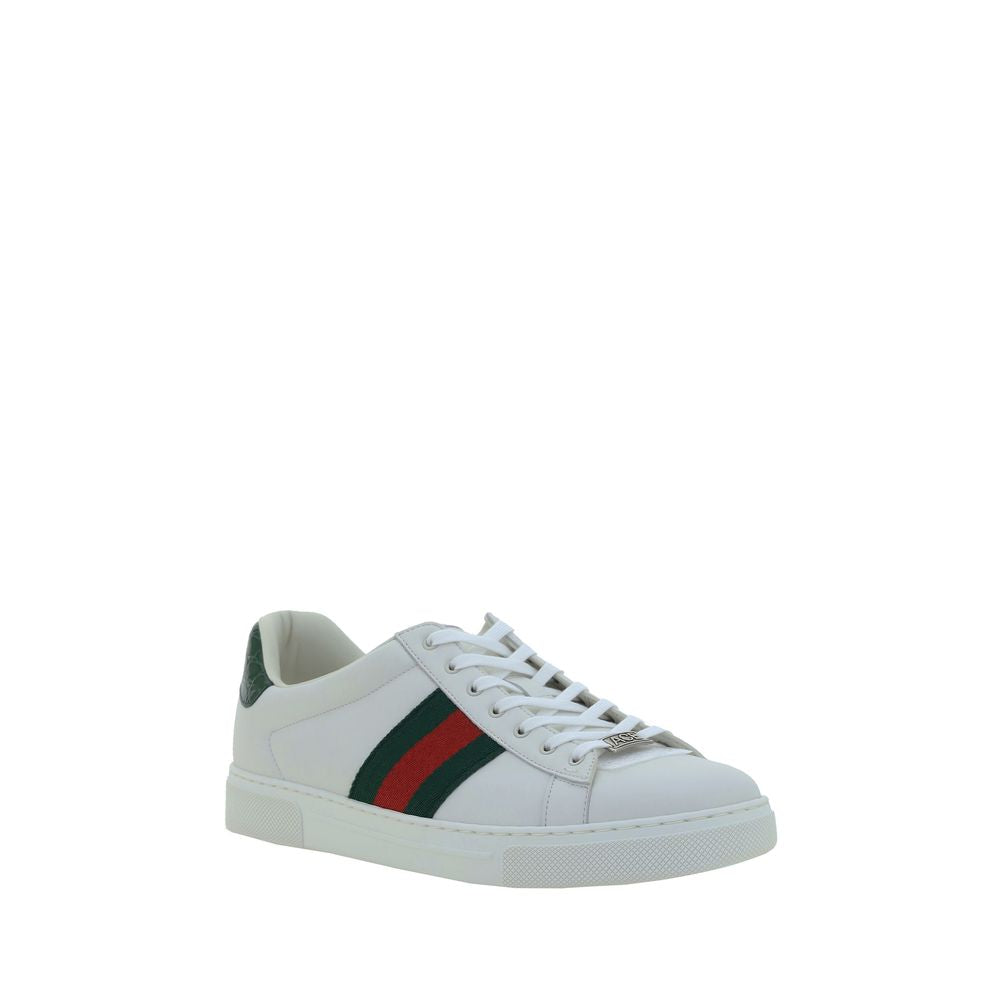 Gucci White Calf Leather Bos Taurus Low Top Men's Sneakers