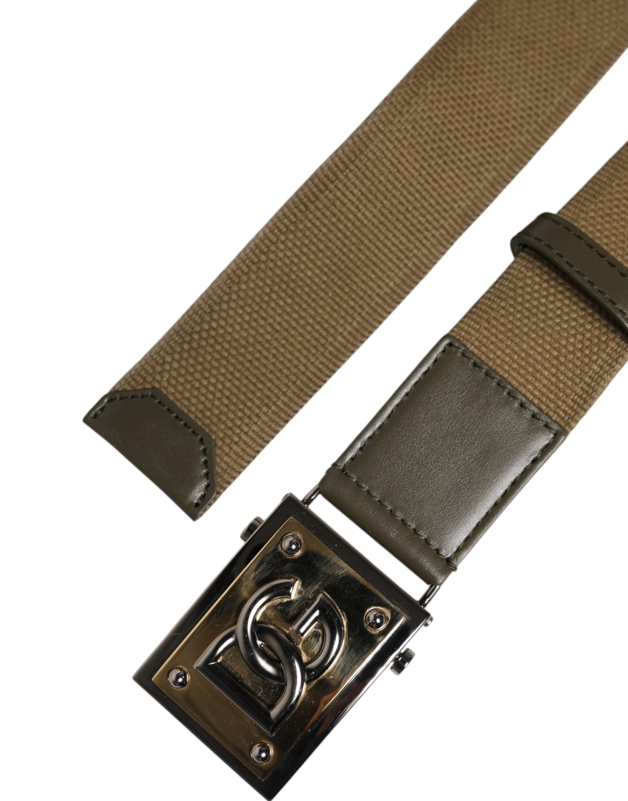 Dolce & Gabbana Men Military Green DG Logo Plaque Buckle Men's Belt (Pre-Owned)