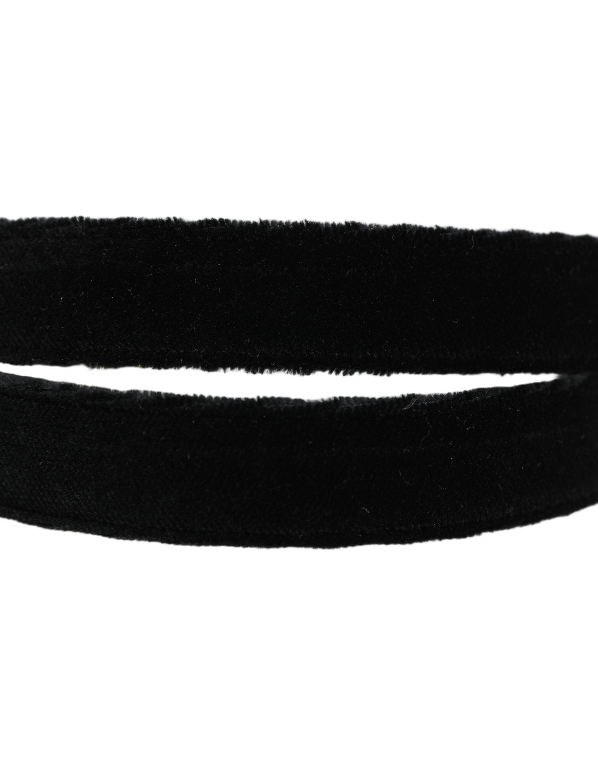 Dolce & Gabbana Men Black Velvet Gold Tone Metal Buckle Men's Belt