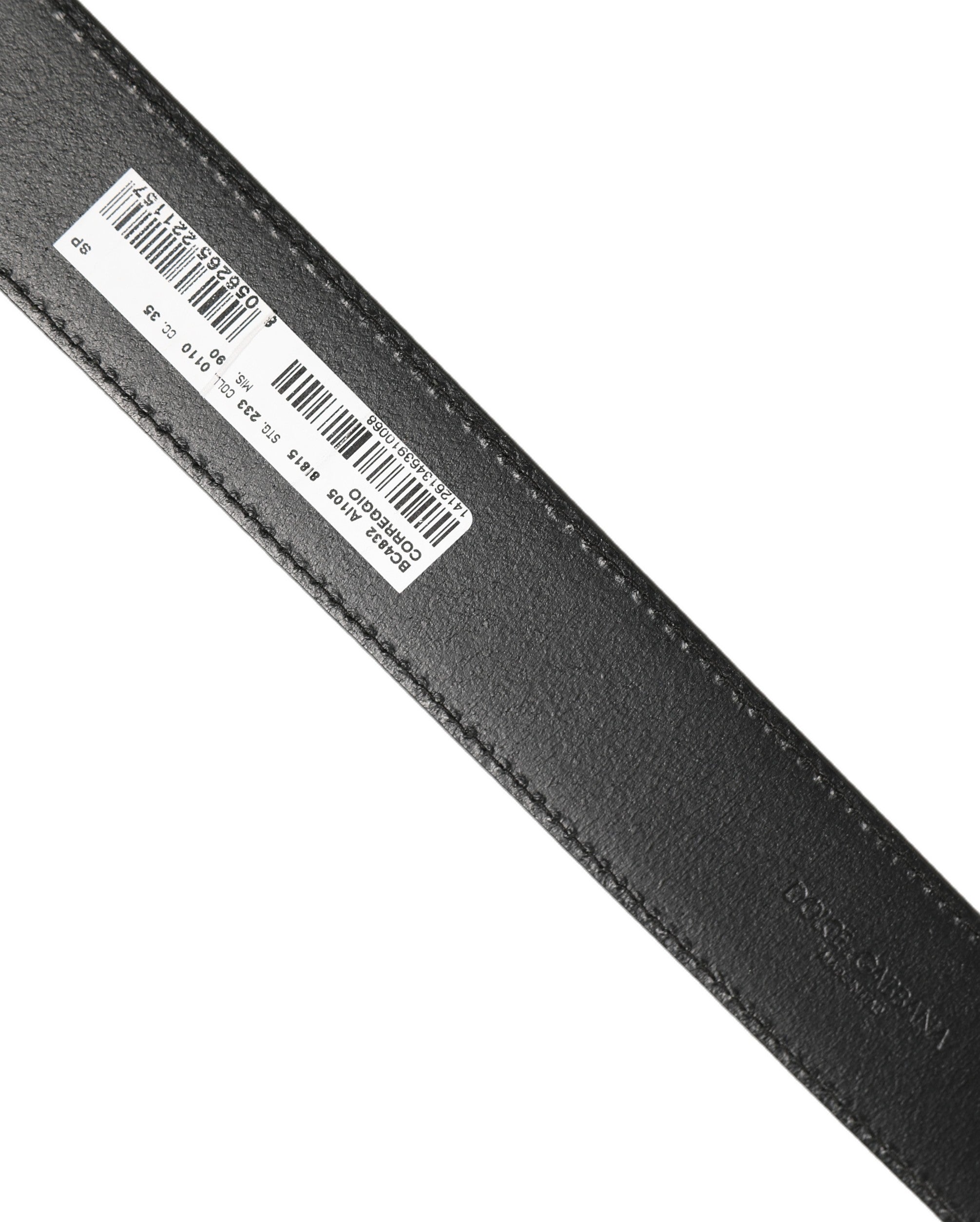 Dolce & Gabbana Black Leather Gold Logo Engraved Buckle Men's Belt (Pre-Owned)