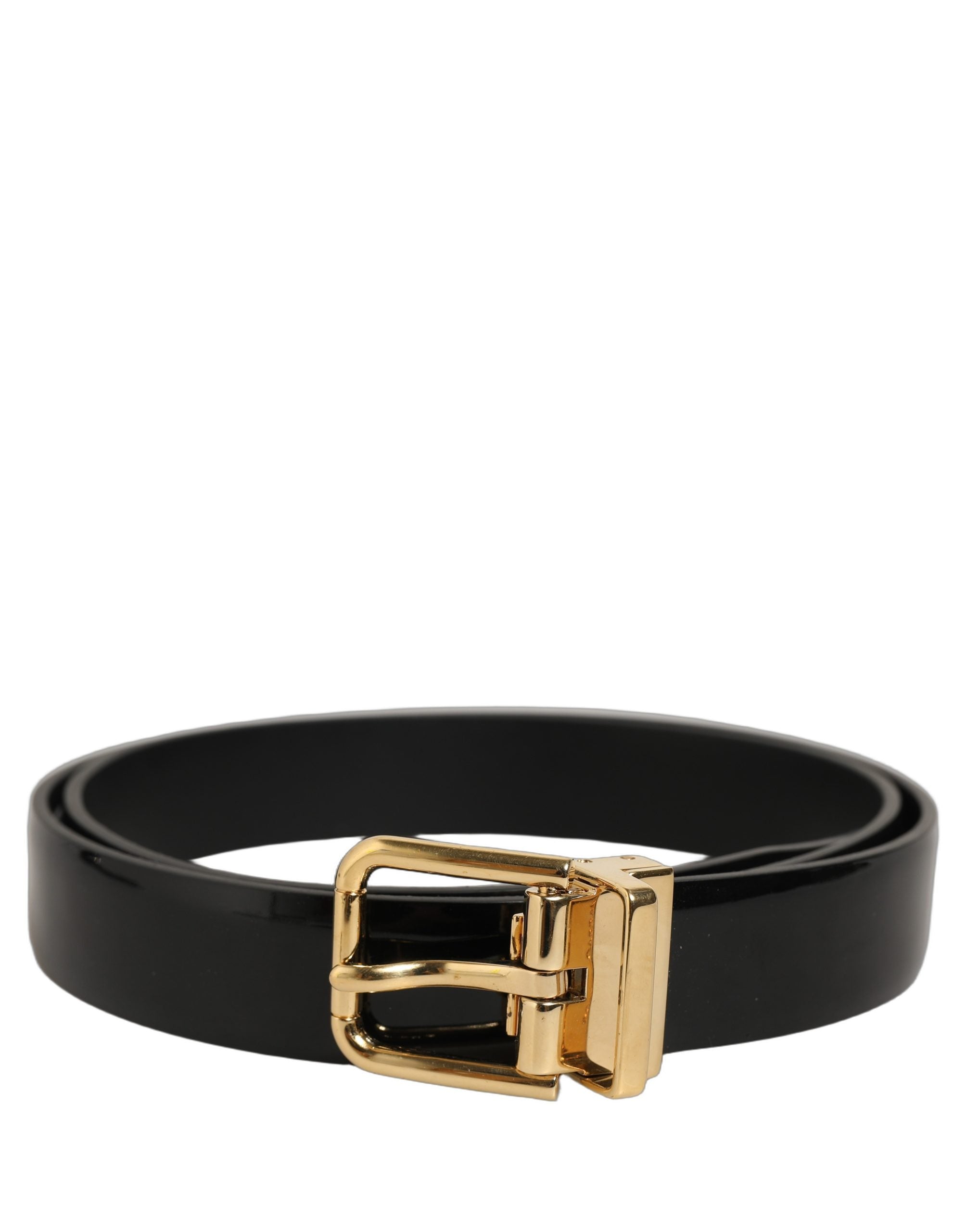 Dolce & Gabbana Black Classic Leather Gold Tone Buckle Men's Belt