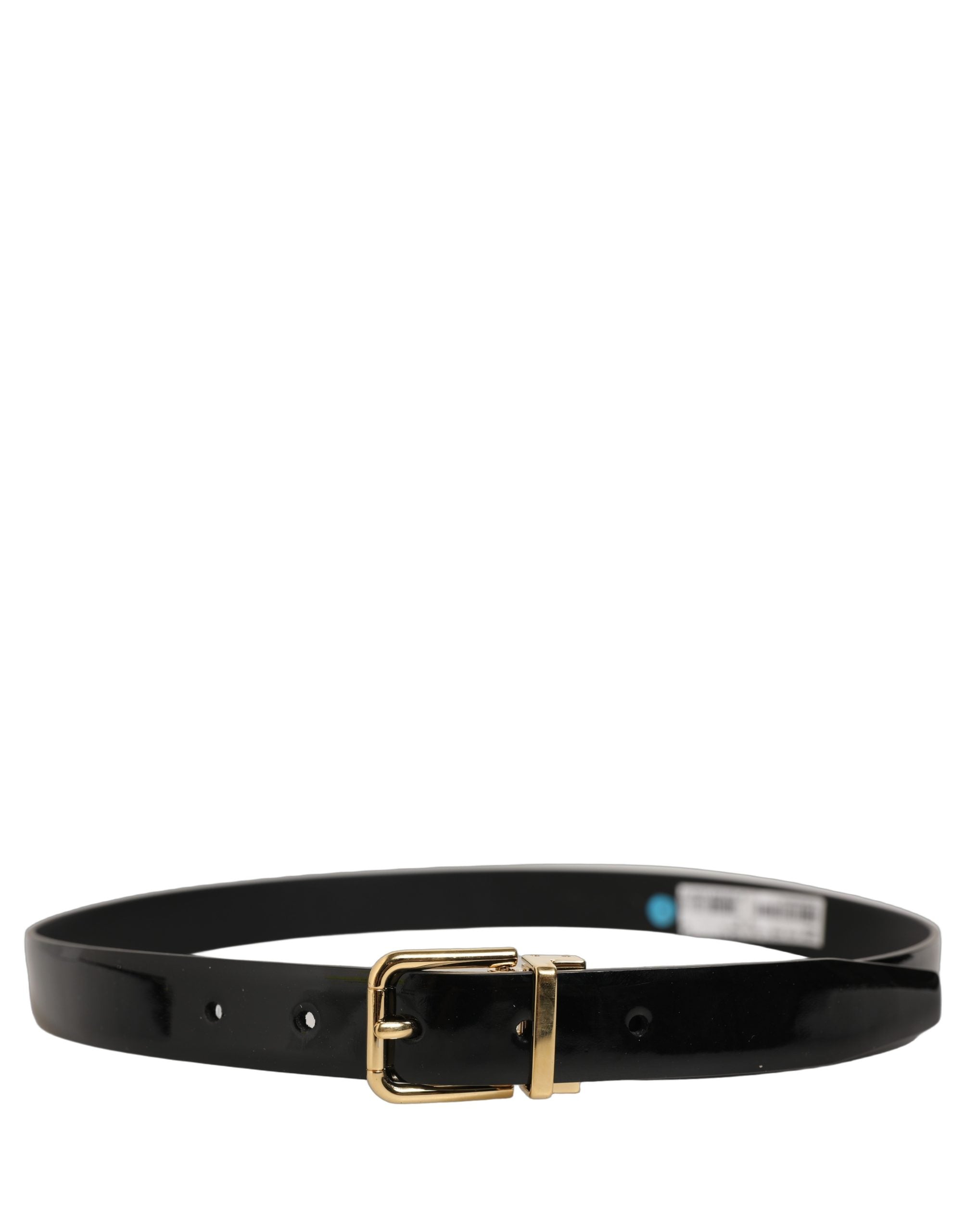 Dolce & Gabbana Black Classic Leather Gold Tone Buckle Men's Belt