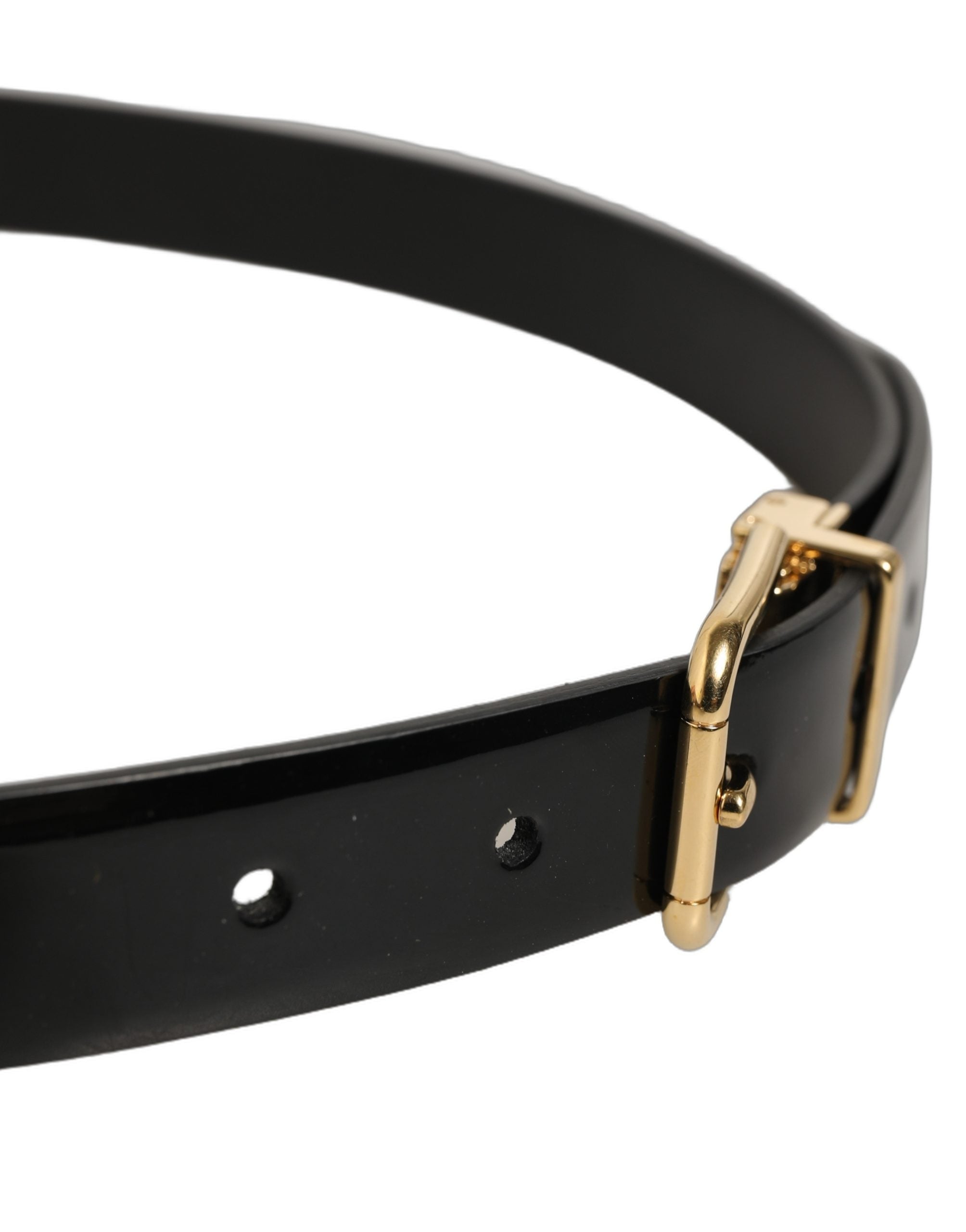Dolce & Gabbana Black Classic Leather Gold Tone Buckle Men's Belt