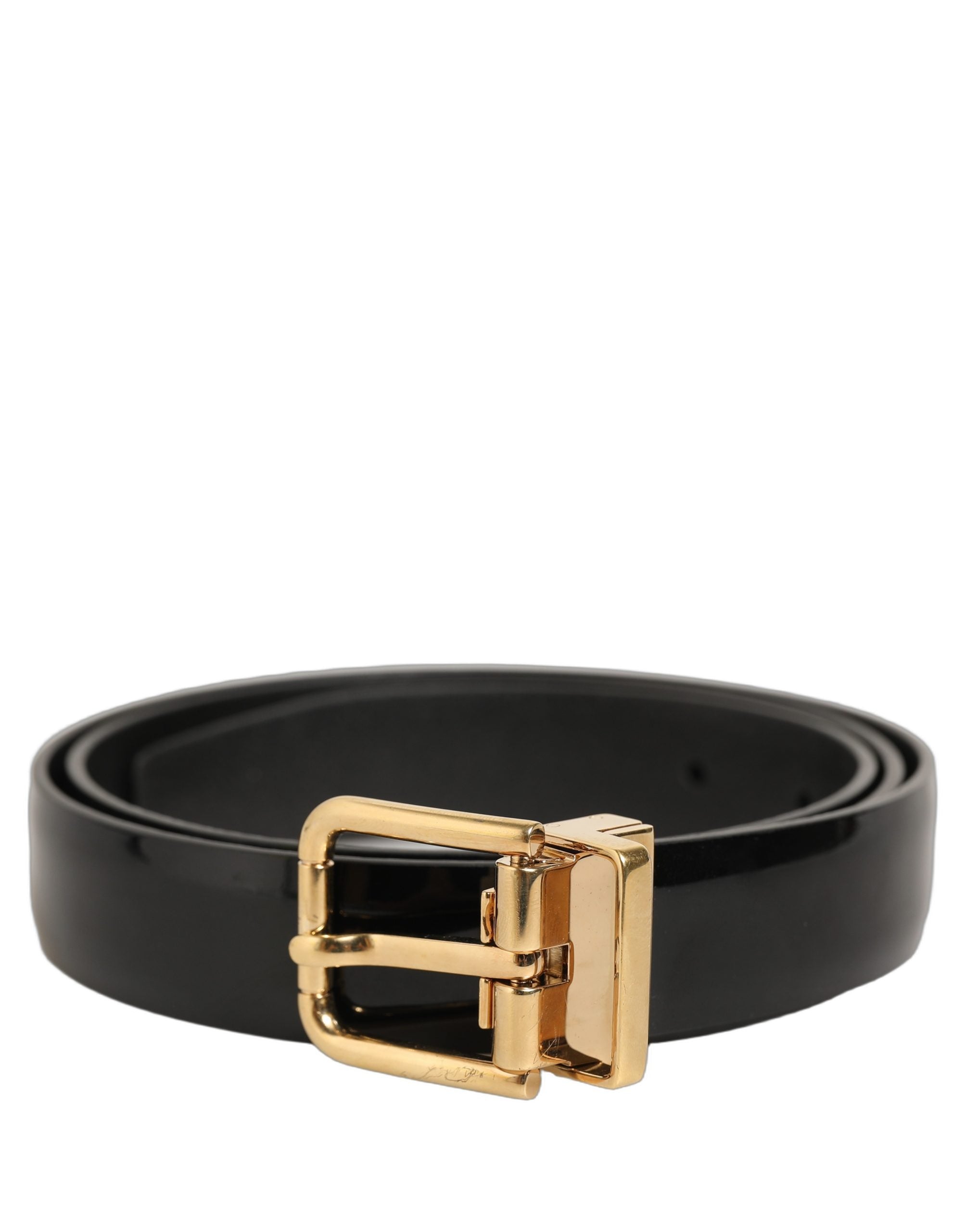 Dolce & Gabbana Black Classic Leather Gold Tone Buckle Men's Belt (Pre-Owned)