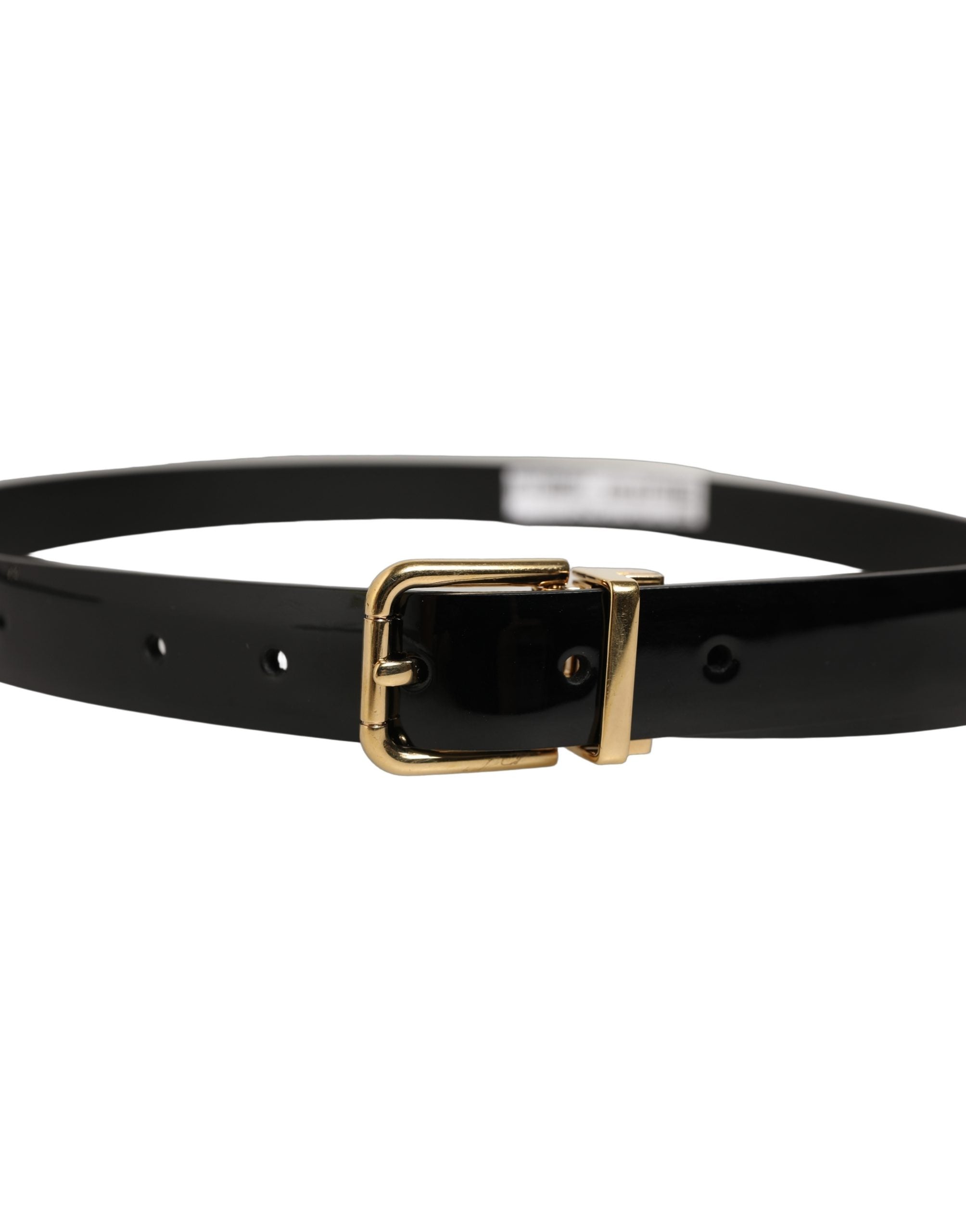 Dolce & Gabbana Black Classic Leather Gold Tone Buckle Men's Belt (Pre-Owned)
