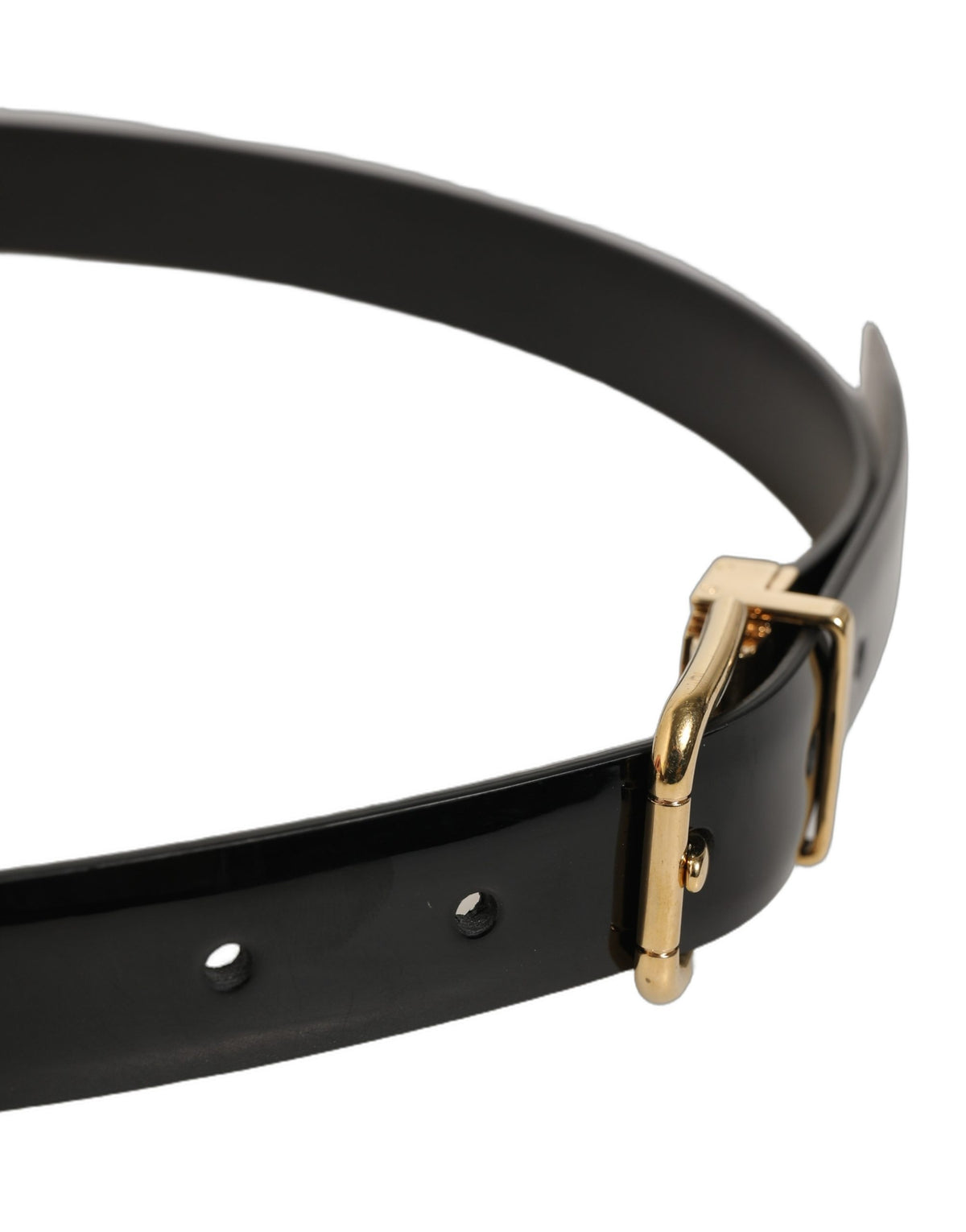 Dolce & Gabbana Black Classic Leather Gold Tone Buckle Men's Belt (Pre-Owned)