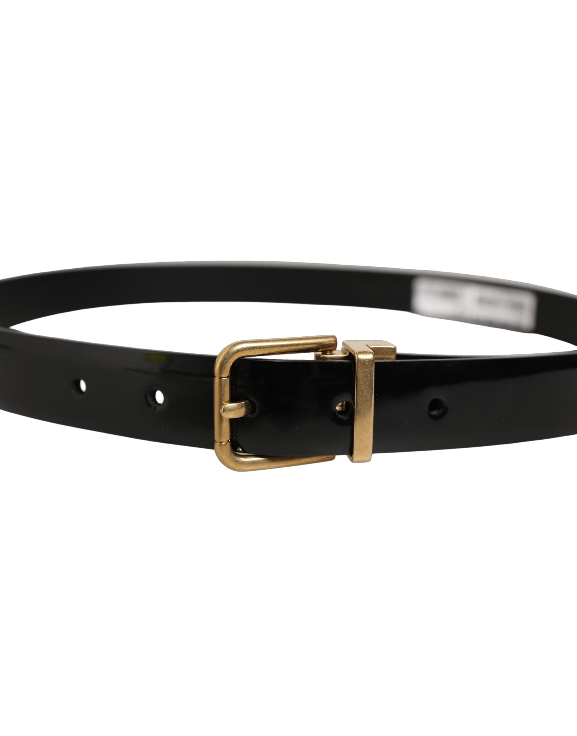 Dolce & Gabbana Black Classic Leather Gold Tone Buckle Men's Belt