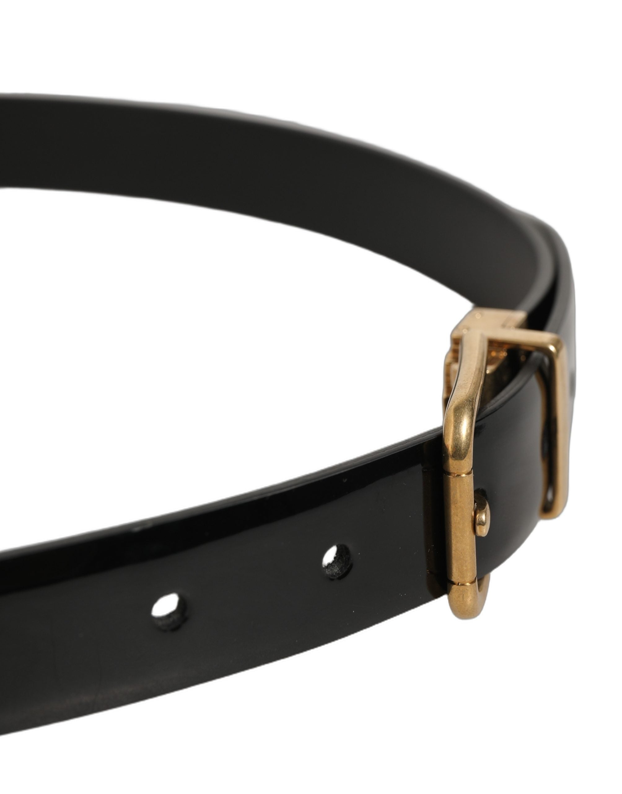 Dolce & Gabbana Black Classic Leather Gold Tone Buckle Men's Belt