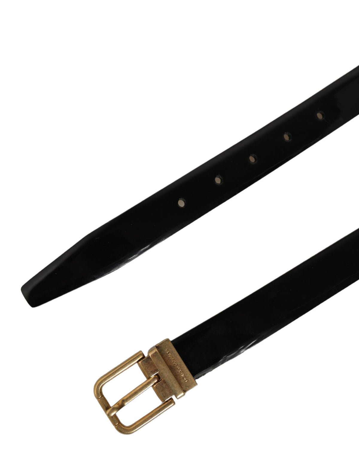 Dolce & Gabbana Black Classic Leather Gold Tone Buckle Men's Belt