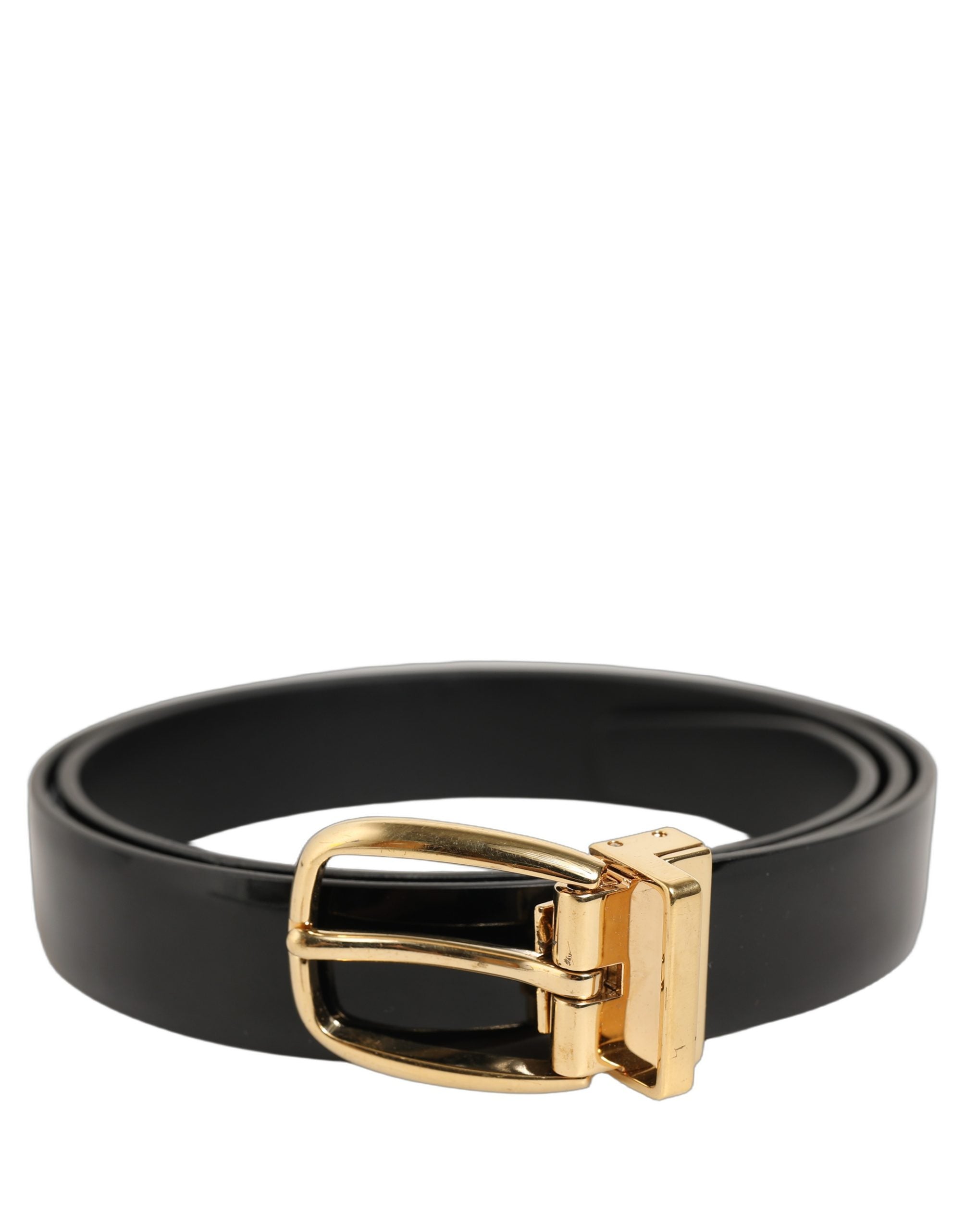 Dolce & Gabbana Black Classic Leather Gold Tone Buckle Men's Belt