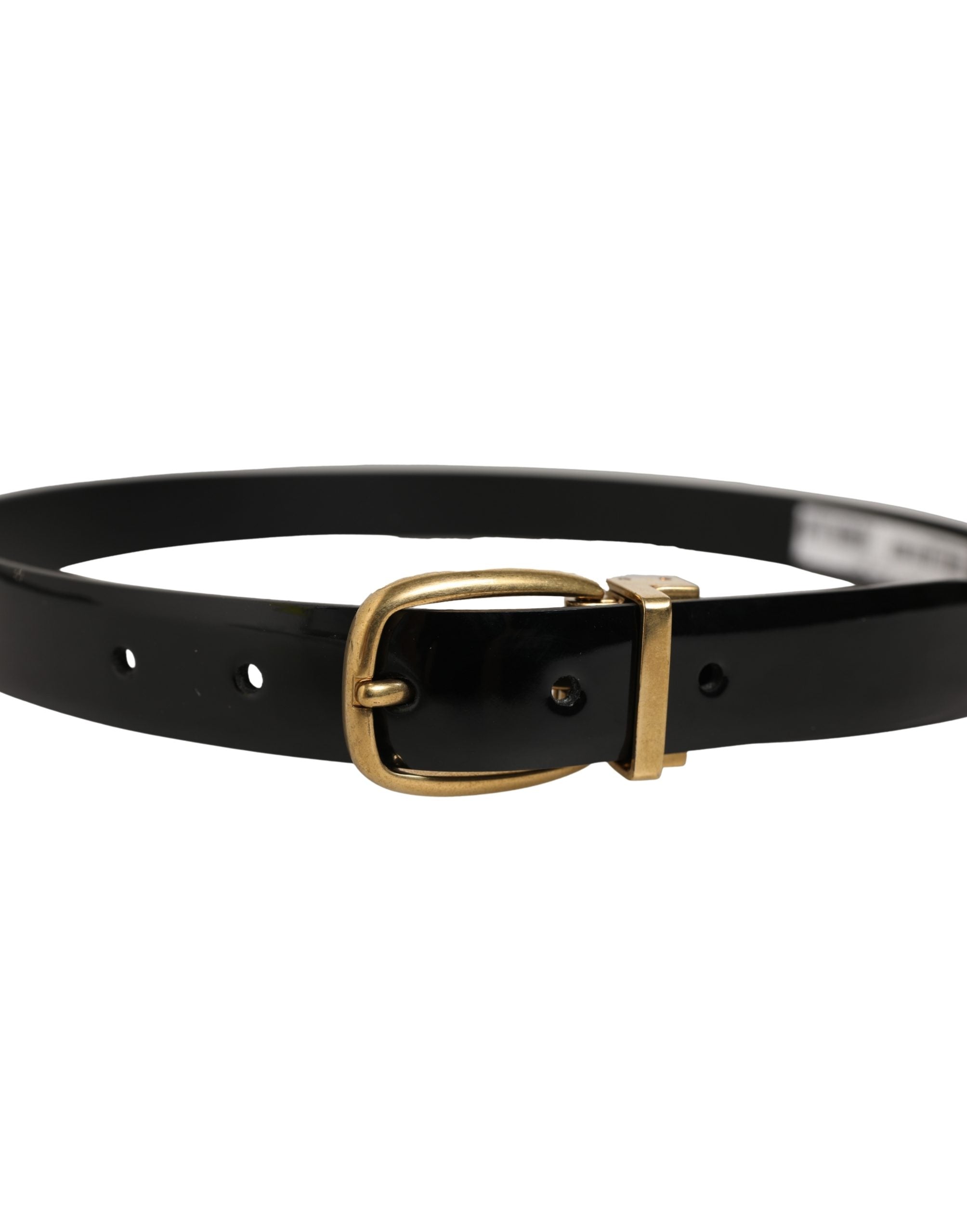 Dolce & Gabbana Black Classic Leather Gold Tone Buckle Men's Belt