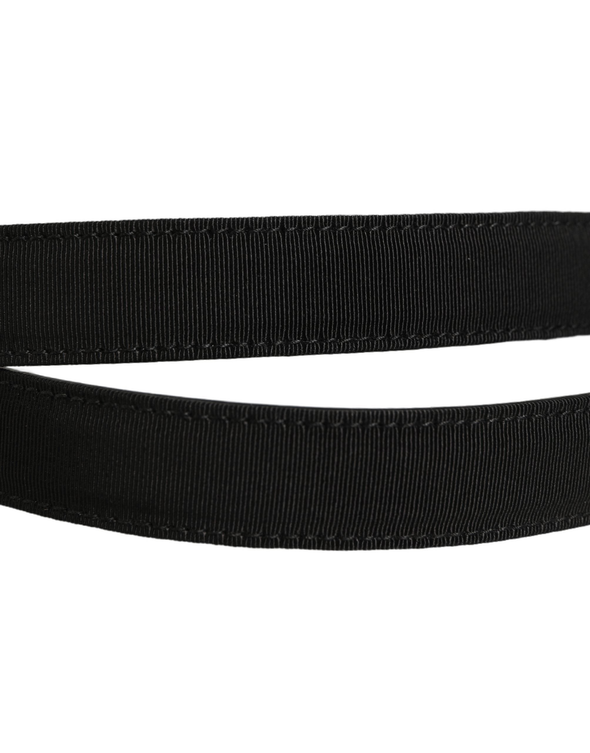 Dolce & Gabbana Black Classic Leather Silver Tone Buckle Men's Belt