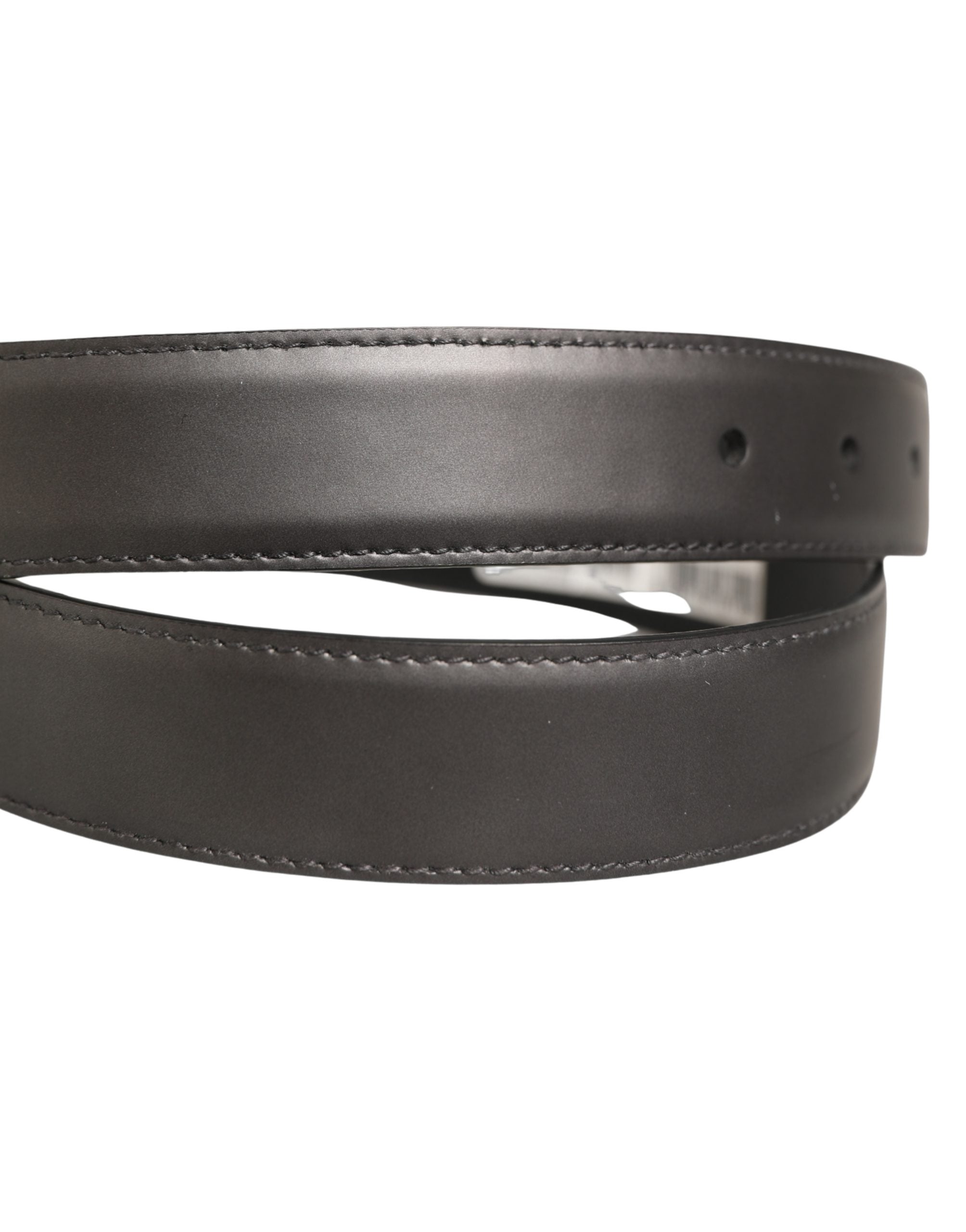 Dolce & Gabbana Dark Gray Leather Metal Buckle Classic Men's Belt (Pre-Owned)