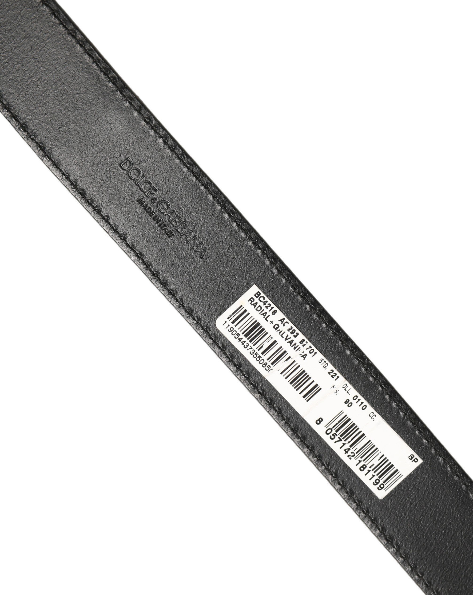Dolce & Gabbana Dark Gray Leather Metal Buckle Classic Men's Belt (Pre-Owned)