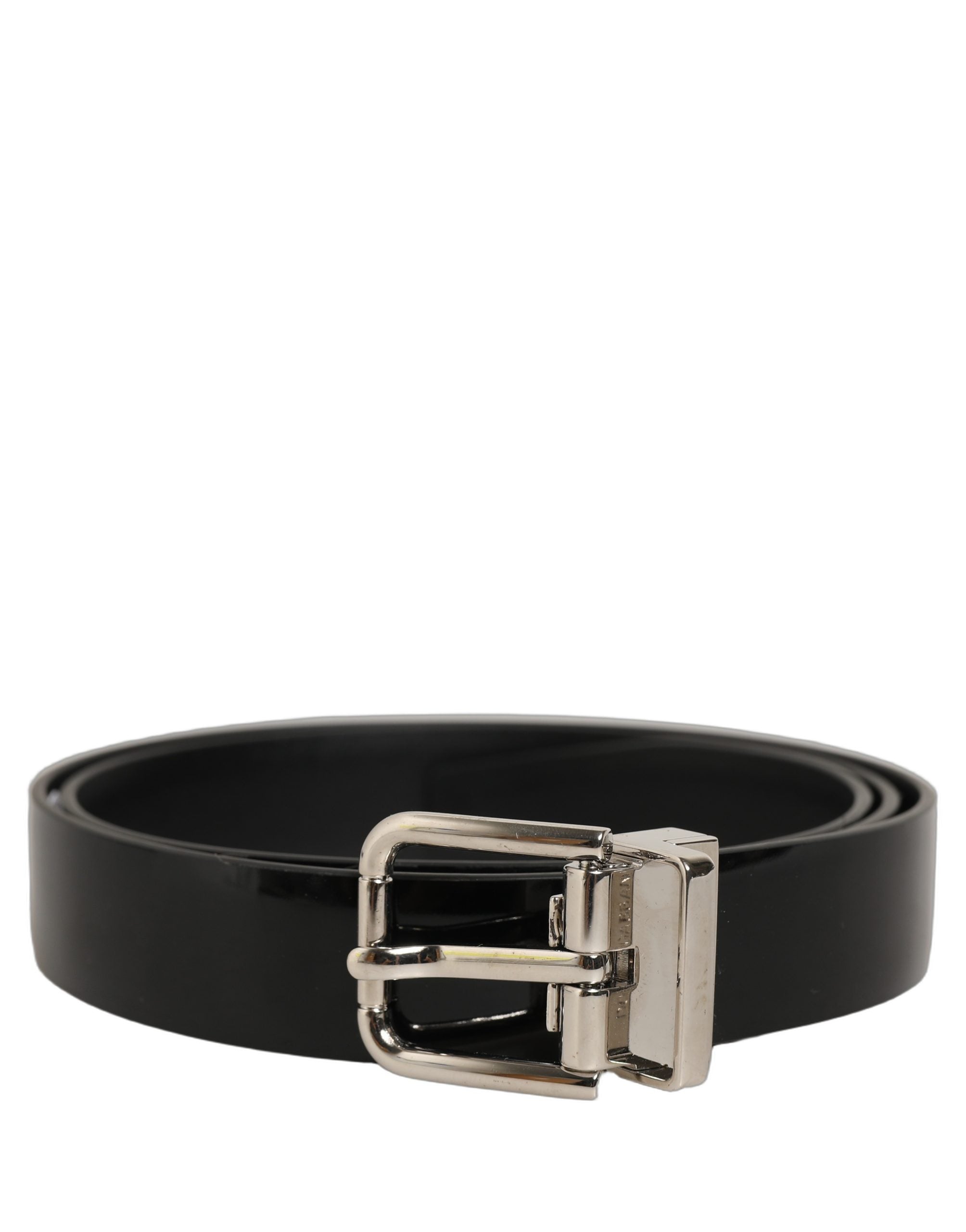 Dolce & Gabbana Black Classic Leather Silver Tone Buckle Men's Belt