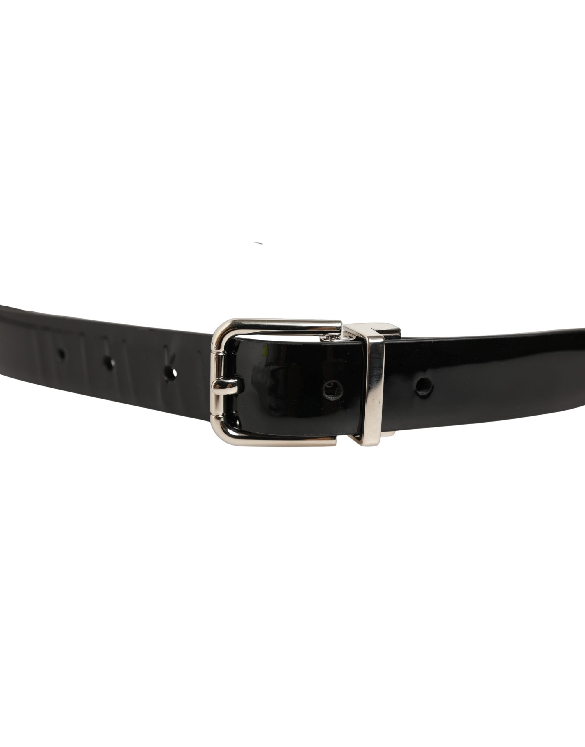 Dolce & Gabbana Black Classic Leather Silver Tone Buckle Men's Belt (Pre-Owned)