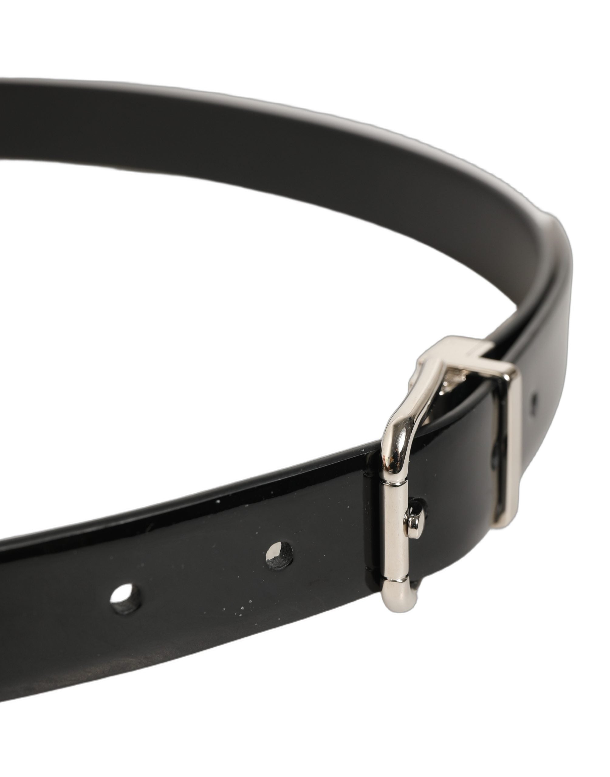 Dolce & Gabbana Black Classic Leather Silver Tone Buckle Men's Belt (Pre-Owned)
