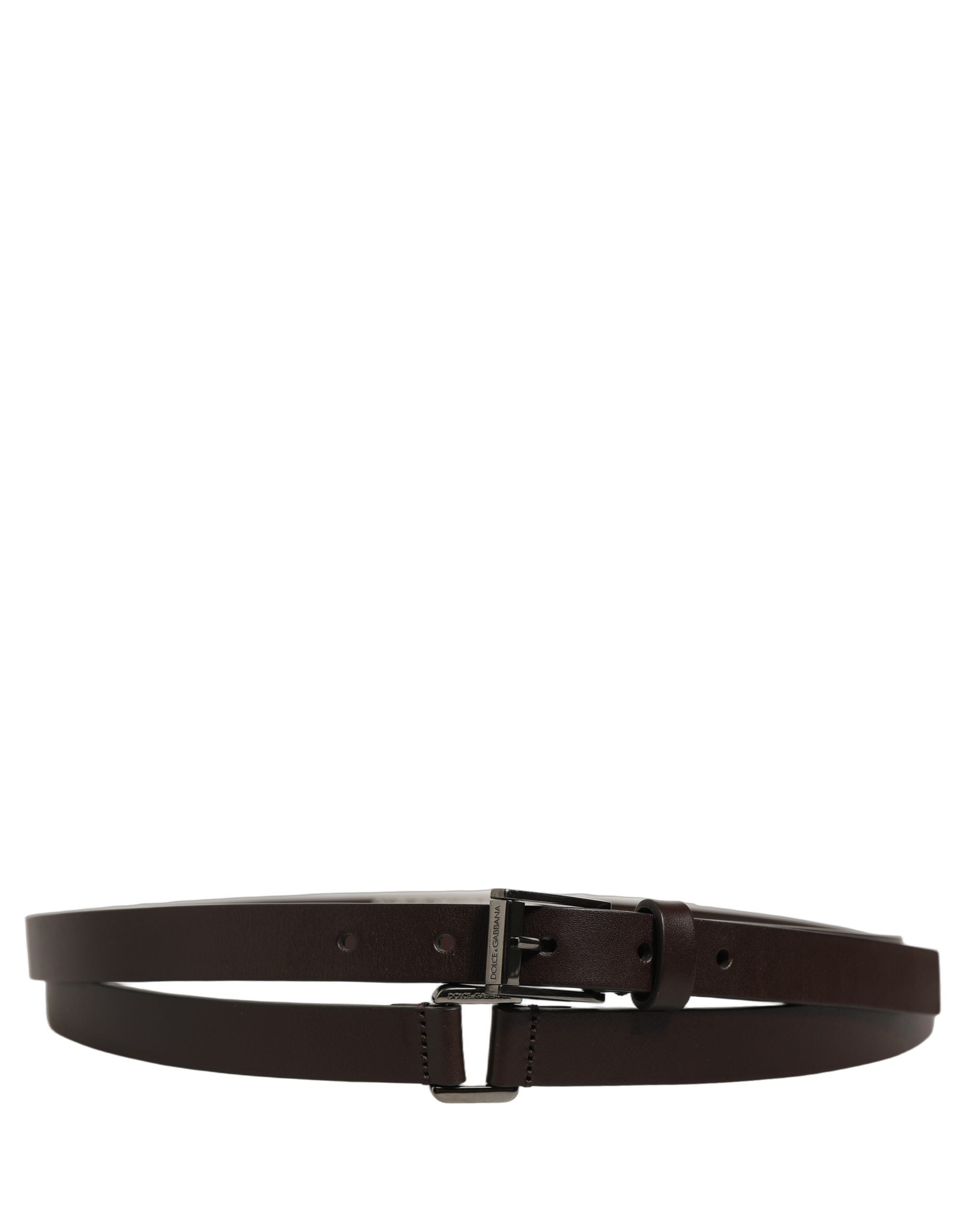 Dolce & Gabbana Brown Leather Double Wrap Metal Buckle Men's Belt