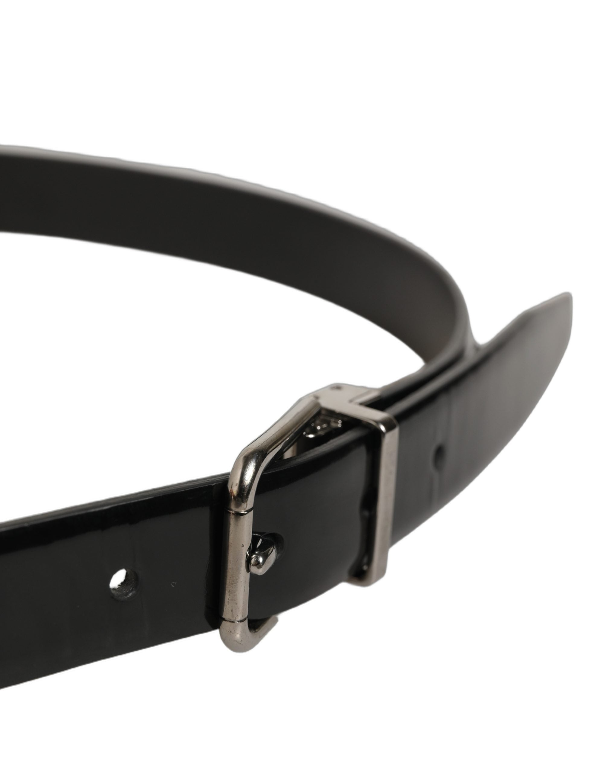 Dolce & Gabbana Black Leather Studs Silver Metal Buckle Men's Belt (Pre-Owned)