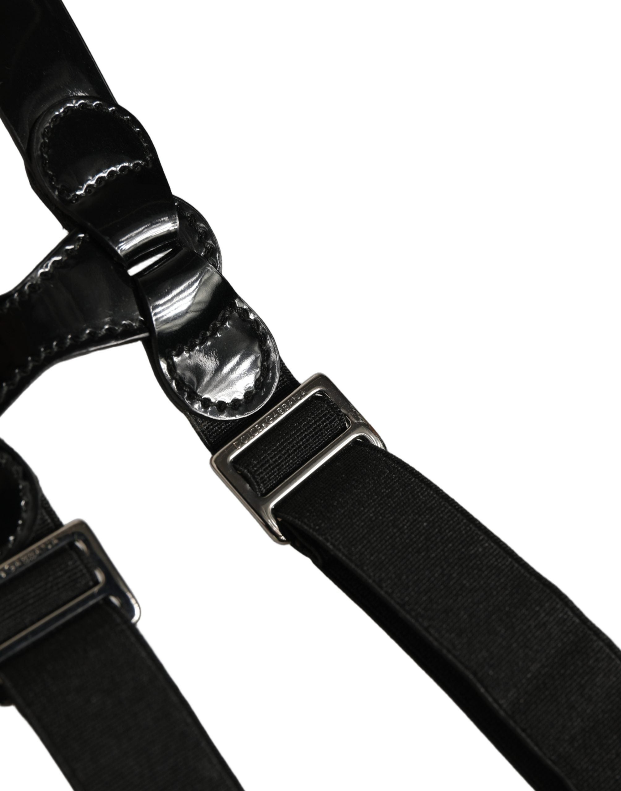 Dolce & Gabbana Black Adjustable Silver Metal Clips Men's Suspenders