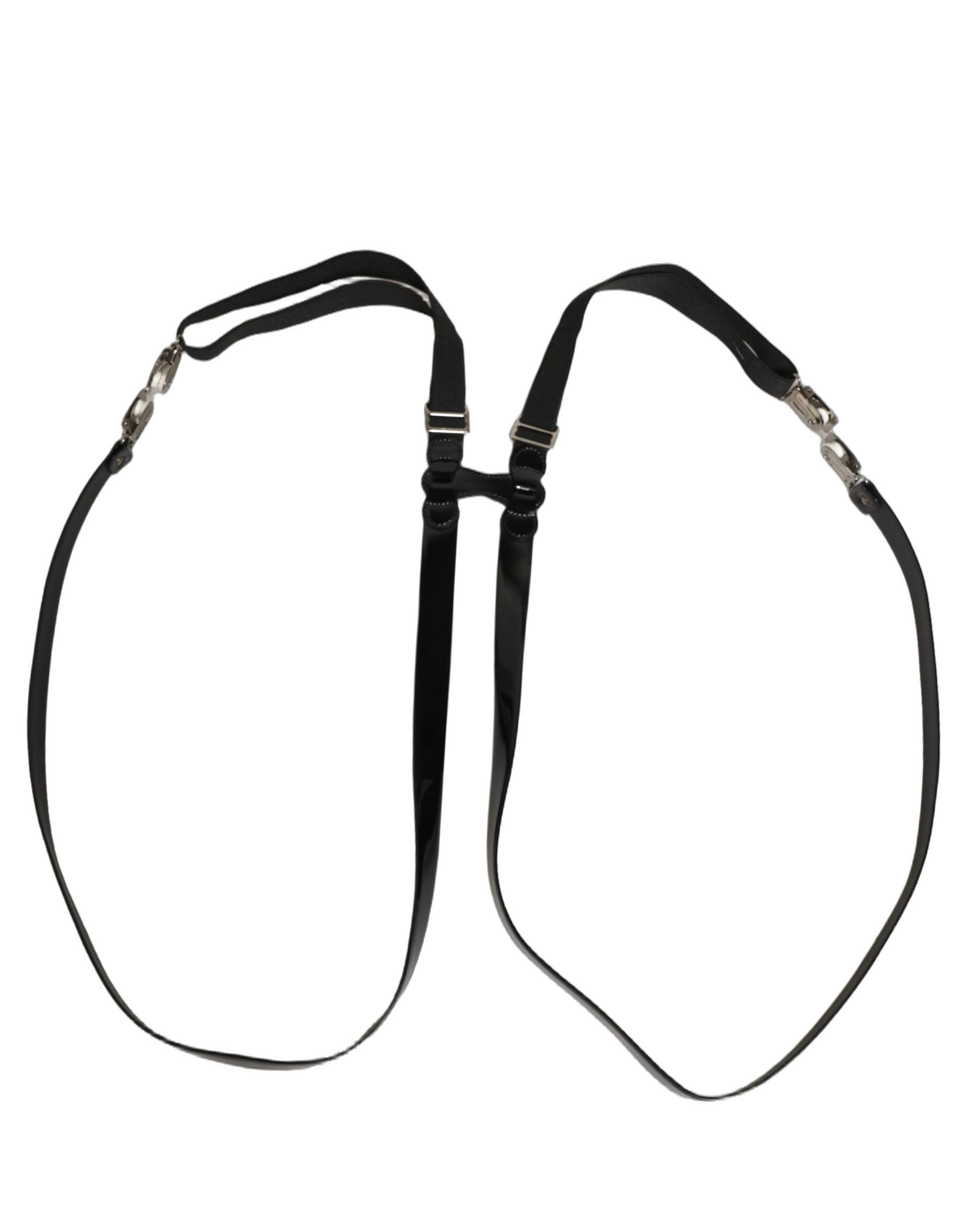 Dolce & Gabbana Black Adjustable Silver Metal Clips Men's Suspenders