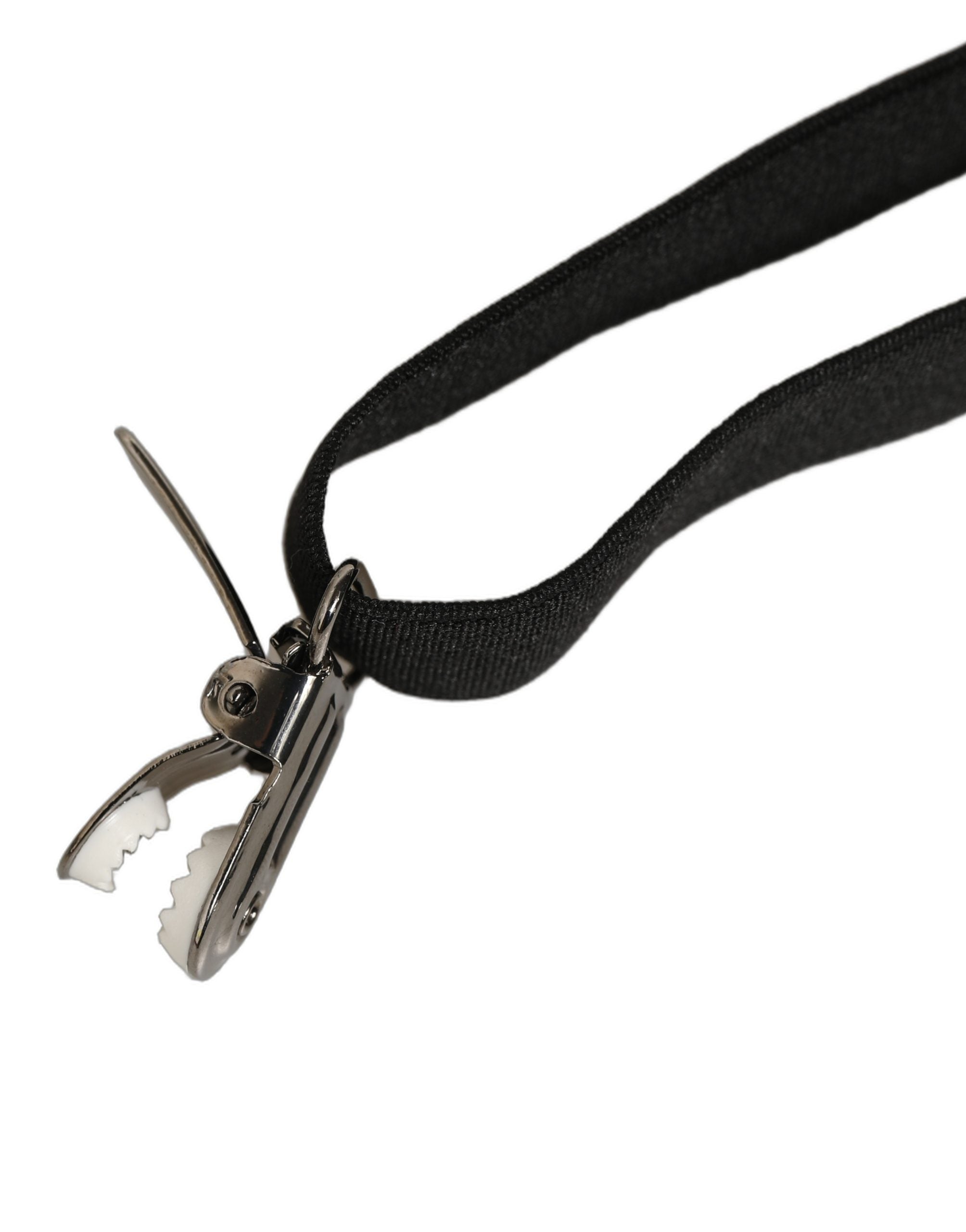 Dolce & Gabbana Black Adjustable Silver Metal Clips Men's Suspenders