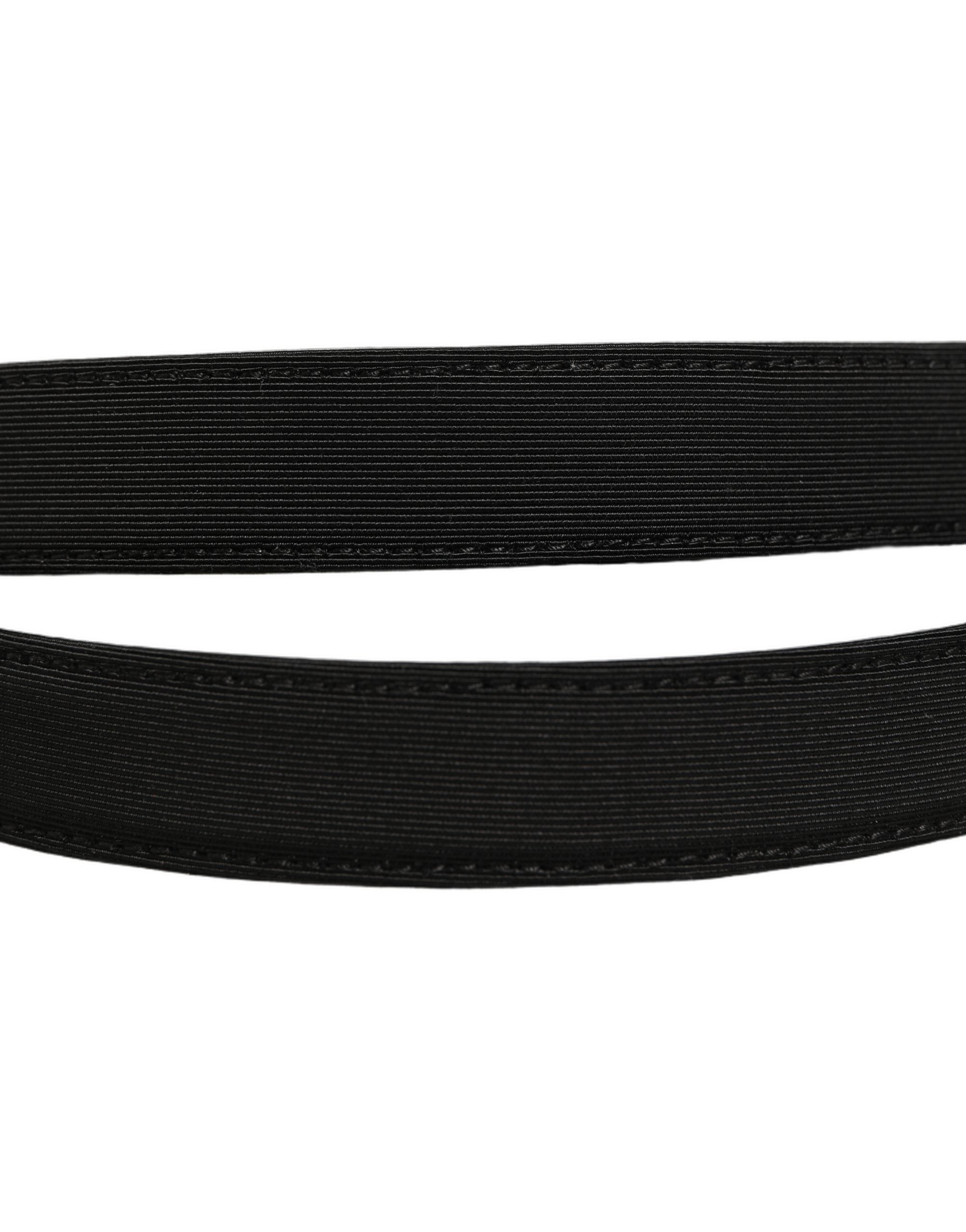 Dolce & Gabbana Black Canvas Leather Gold Metal Buckle Men's Belt