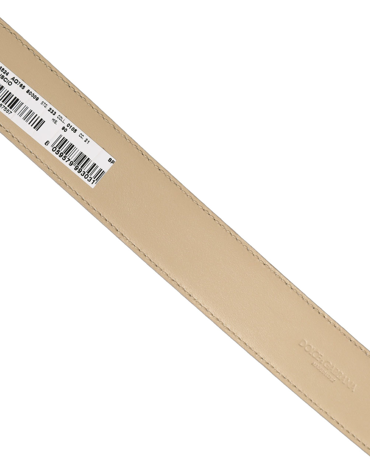 Dolce & Gabbana Beige Leather Silver Tone Metal Buckle Men's Belt