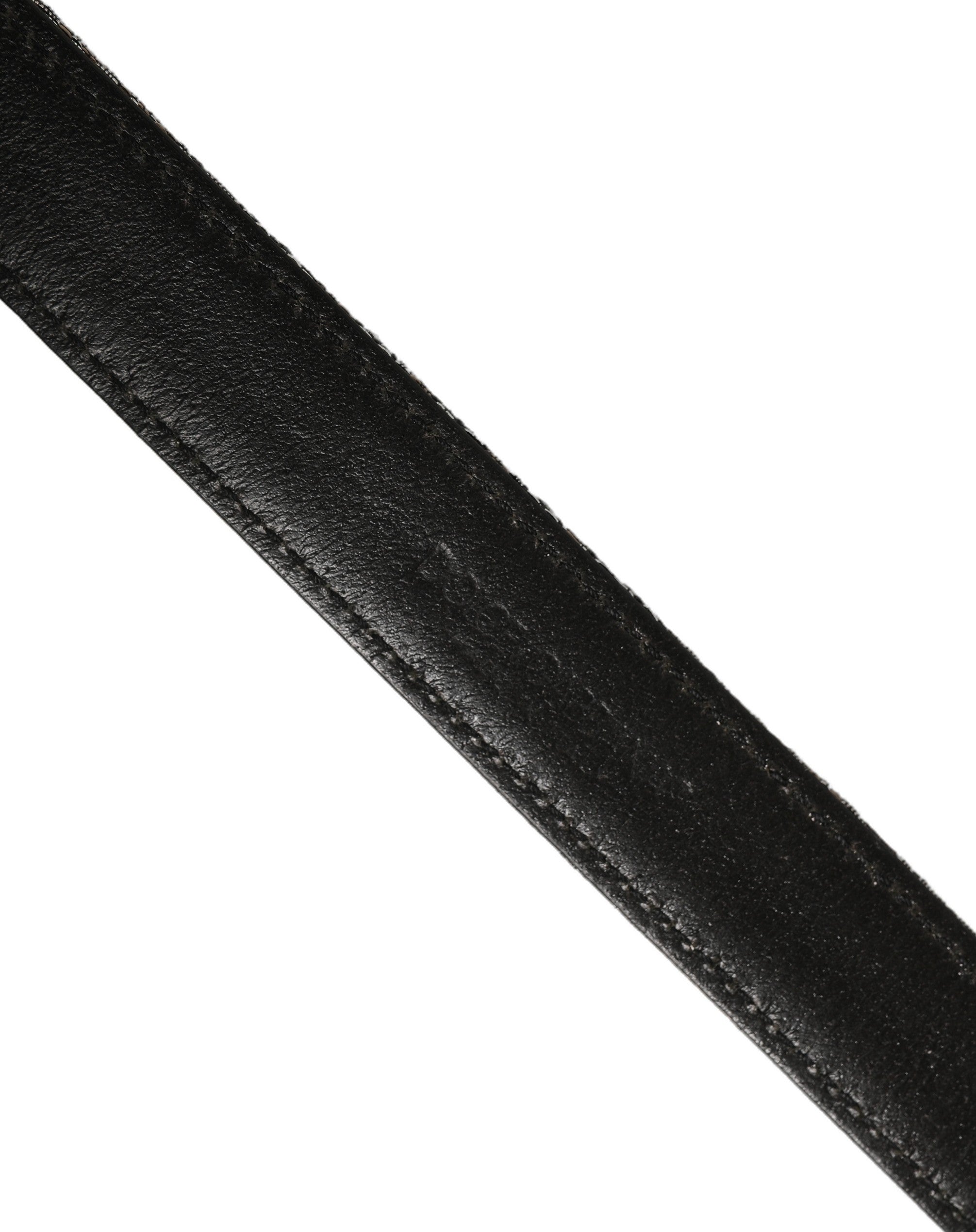 Dolce & Gabbana Silver Black Floral Jacquard Metal Buckle Men's Belt