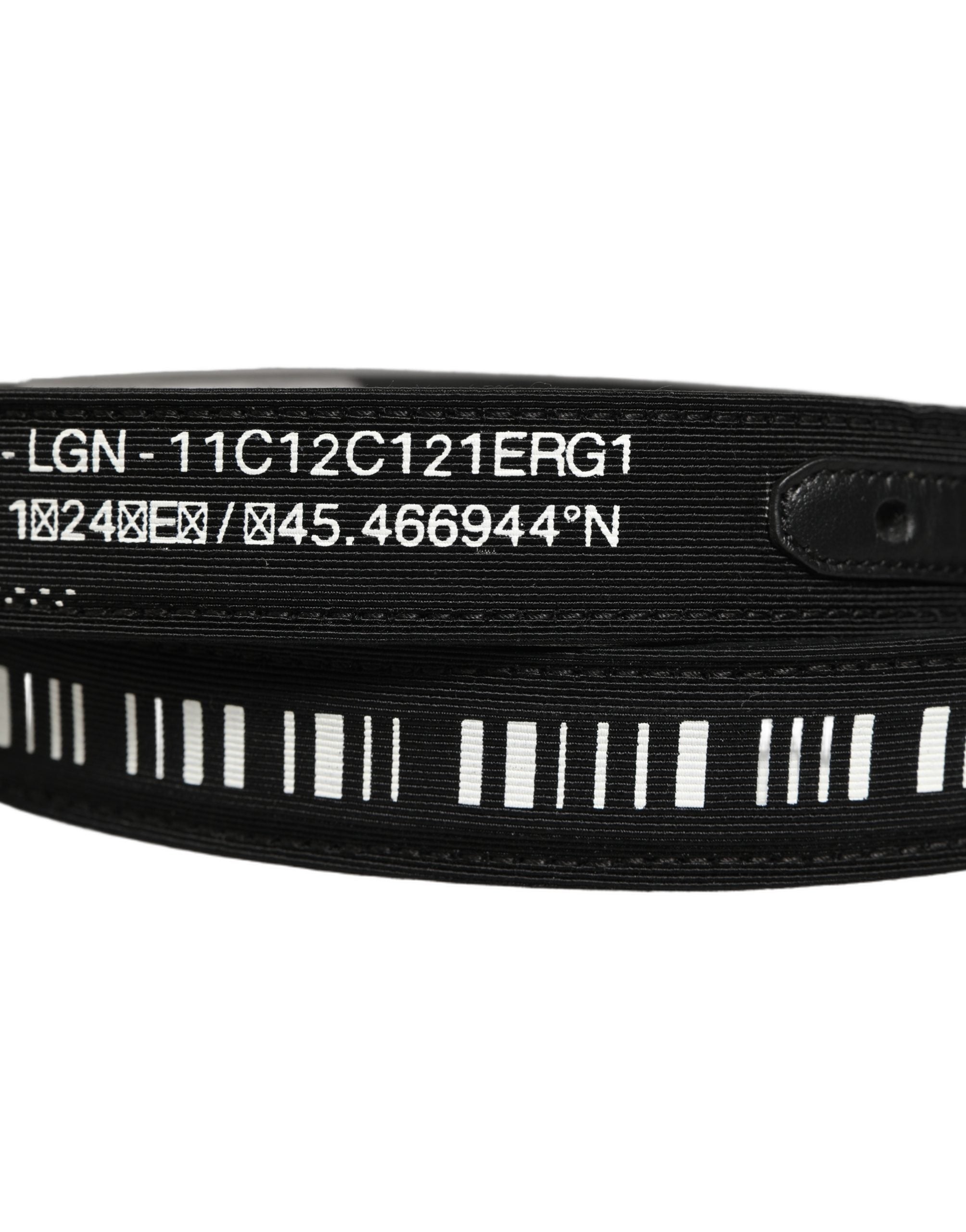 Dolce & Gabbana Black Fabric Leather Barcode Silver Buckle Men's Belt