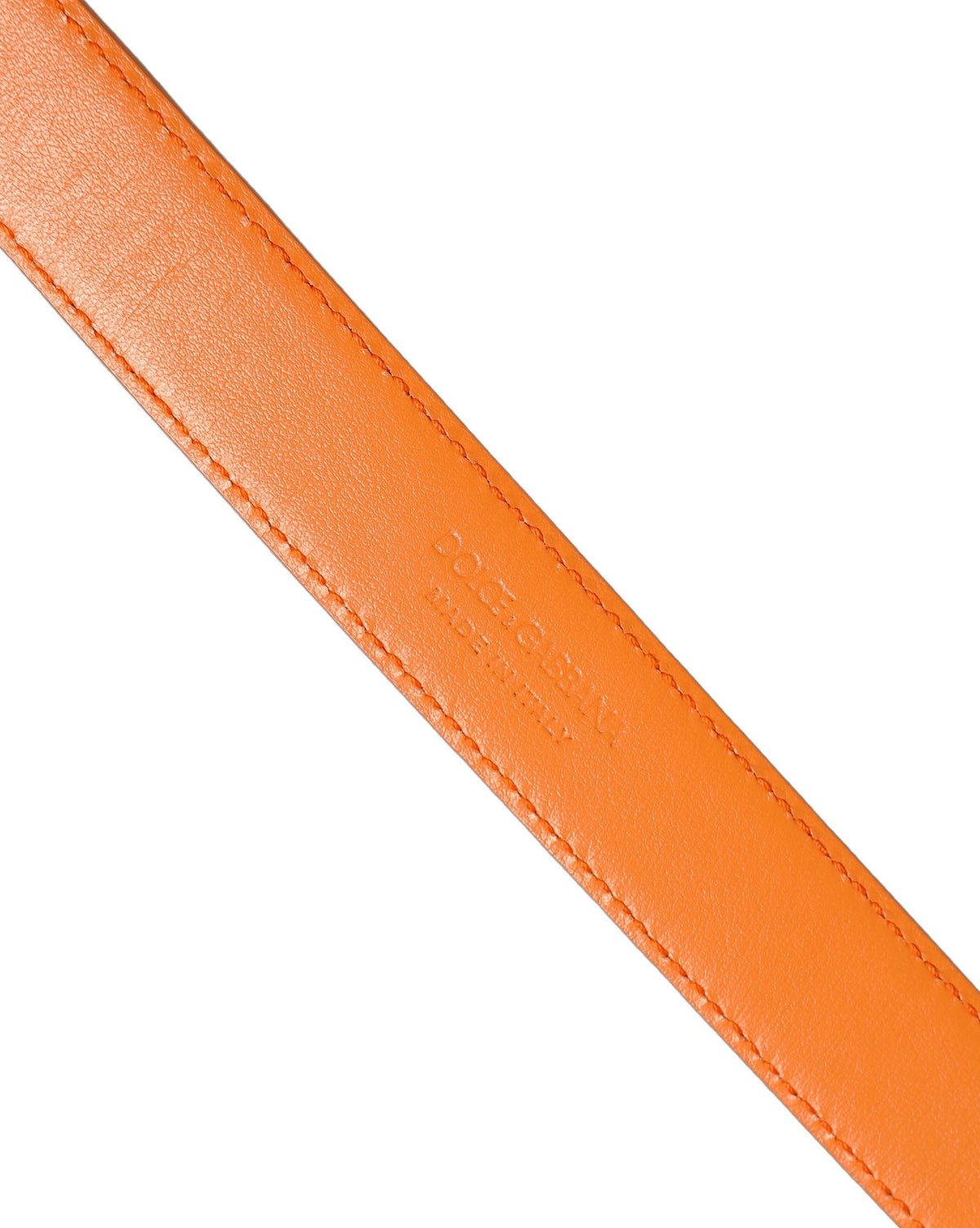 Dolce & Gabbana Orange Leather Silver Tone Metal Buckle Men's Belt