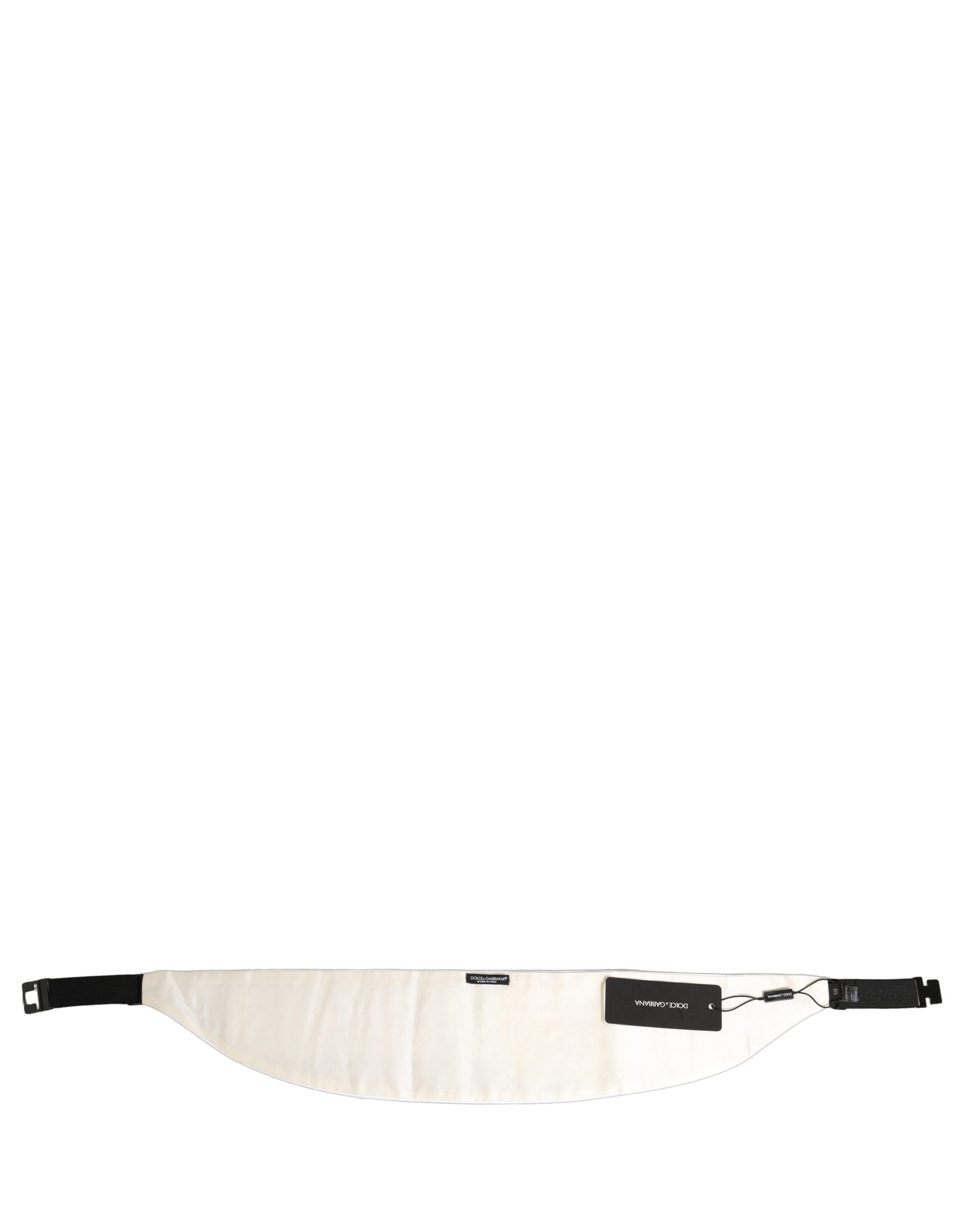 Dolce & Gabbana White Men Wide Waist Belt Cotton Men's Cummerbund