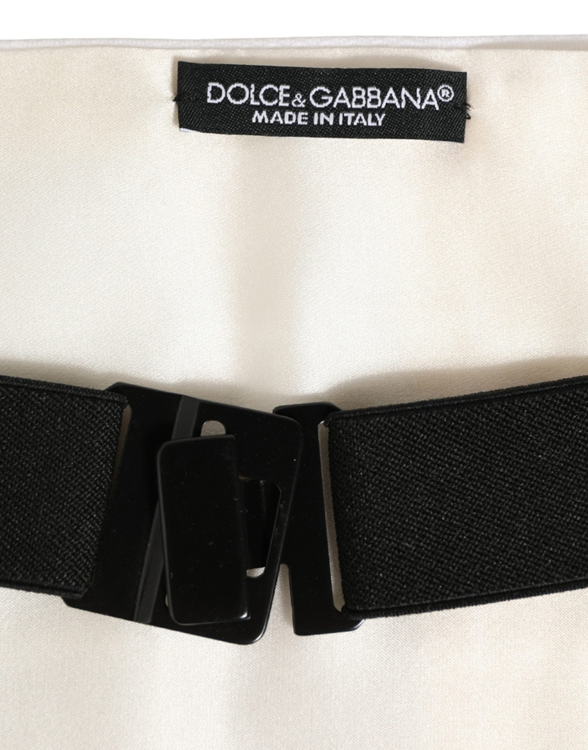 Dolce & Gabbana White Men Wide Waist Belt Cotton Men's Cummerbund