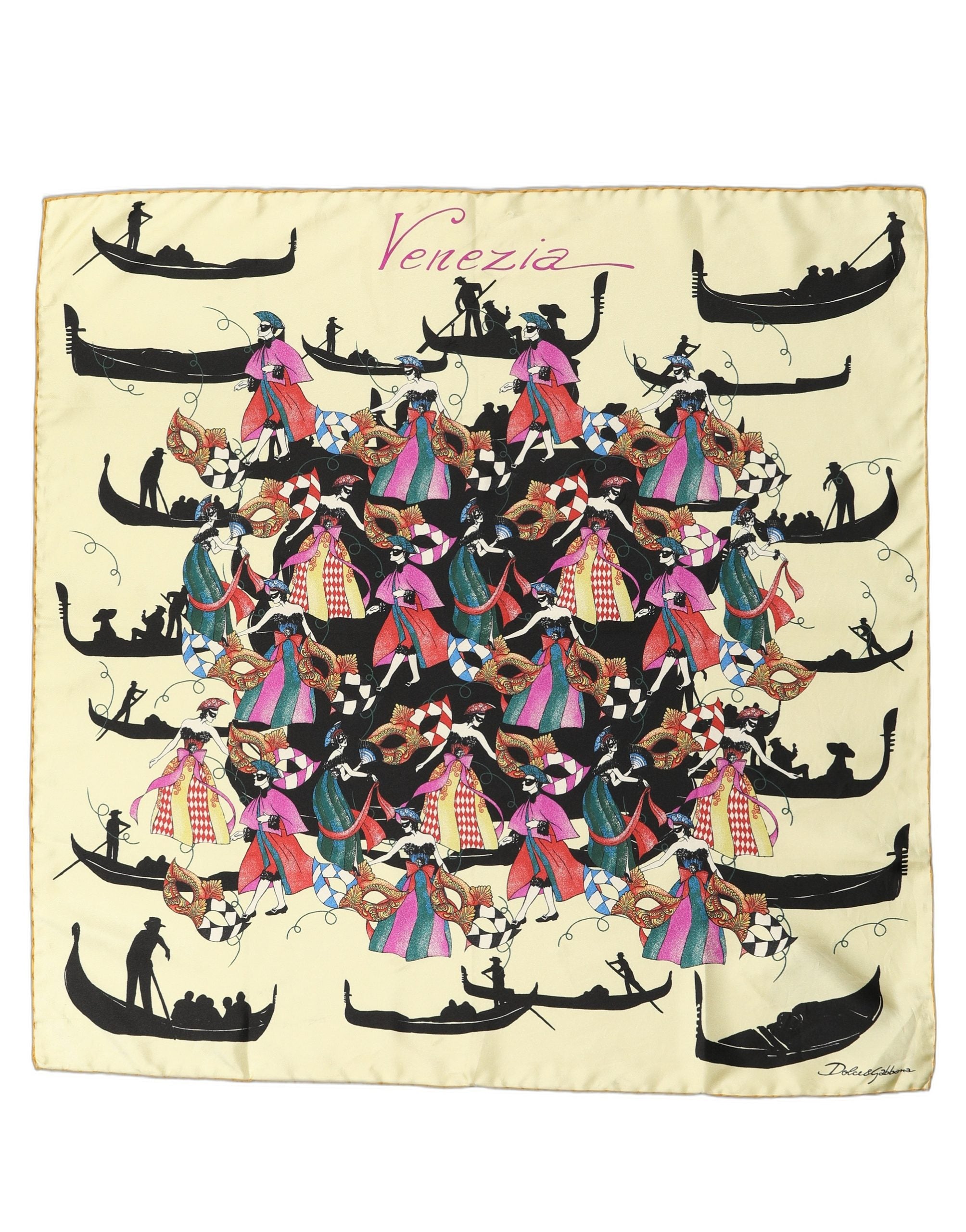 Dolce & Gabbana Cream Venezia Silk Twill Square Foulard Men's Scarf (Pre-Owned)