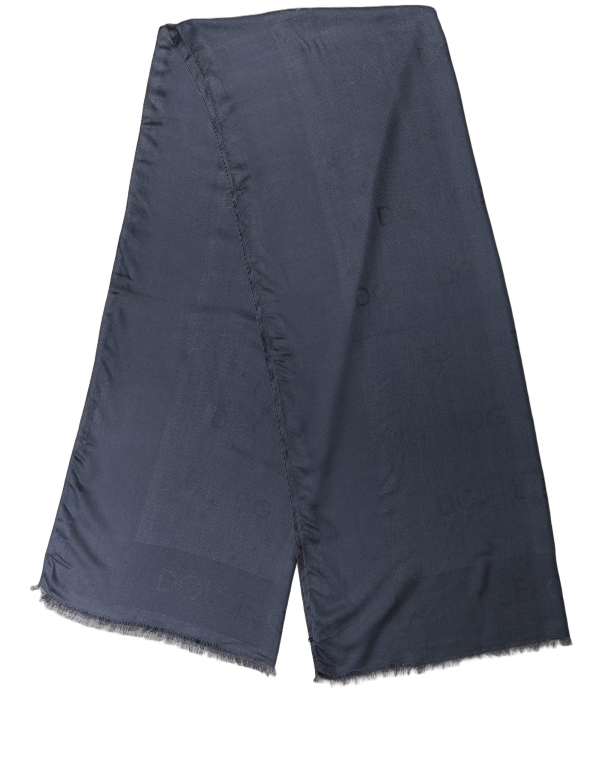 Dolce & Gabbana Dark Blue Modal Frayed Edge Lace Stole Men's Scarf