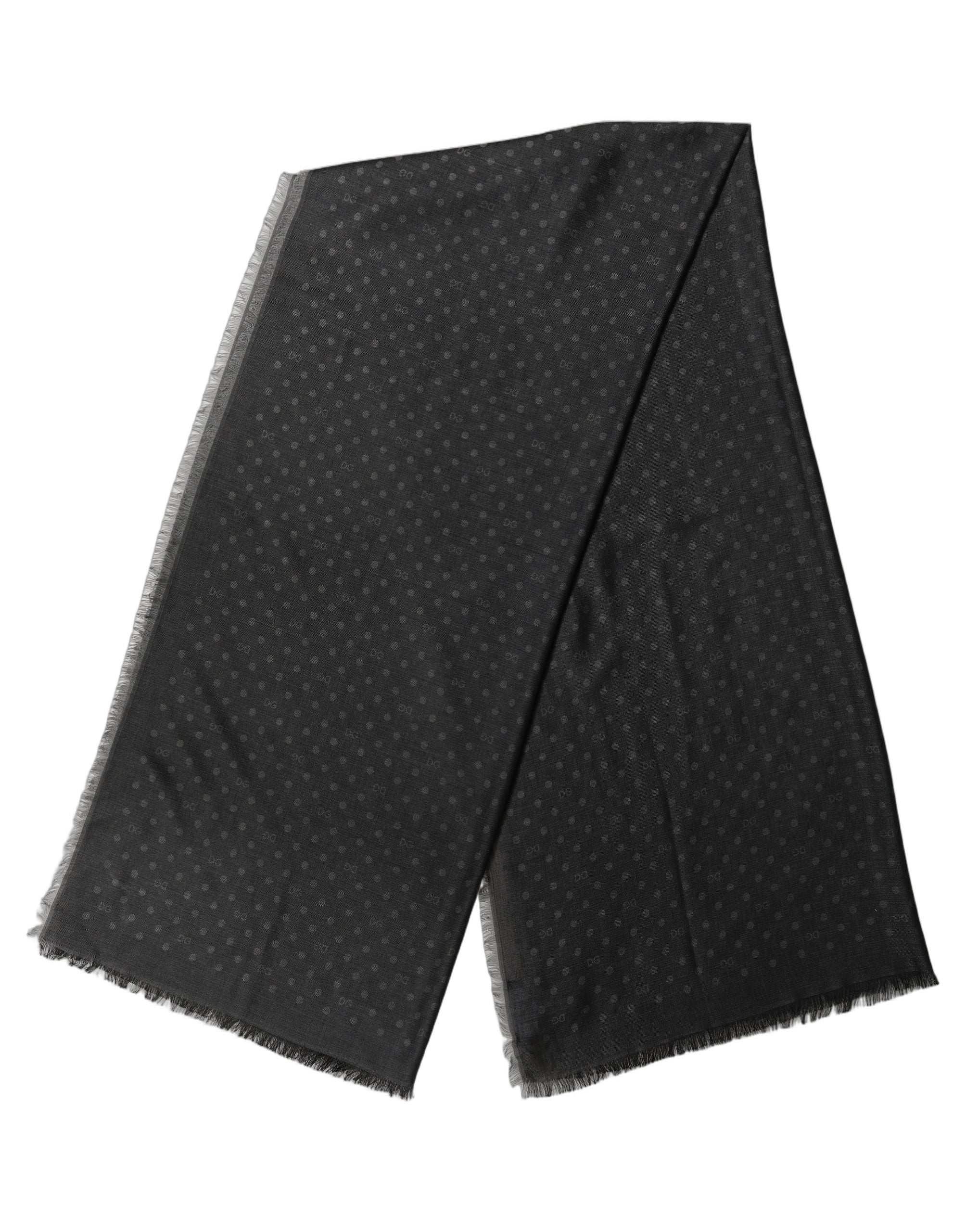 Dolce & Gabbana Men Black Viscose Polka Dot Fringe Shawl Lace Men's Stole