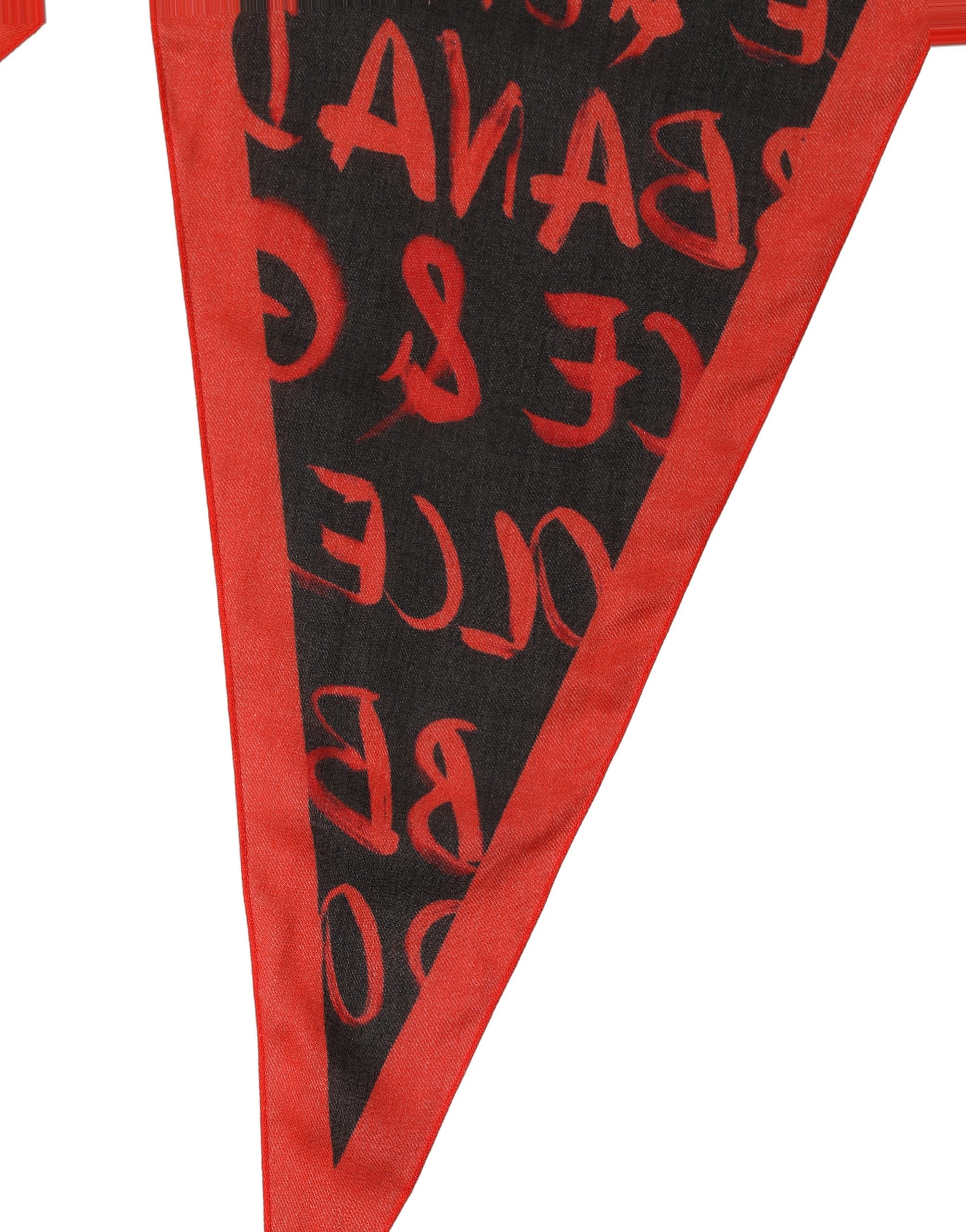 Dolce & Gabbana Men Red Black Graffiti Logo Lace Stole Men's Scarf
