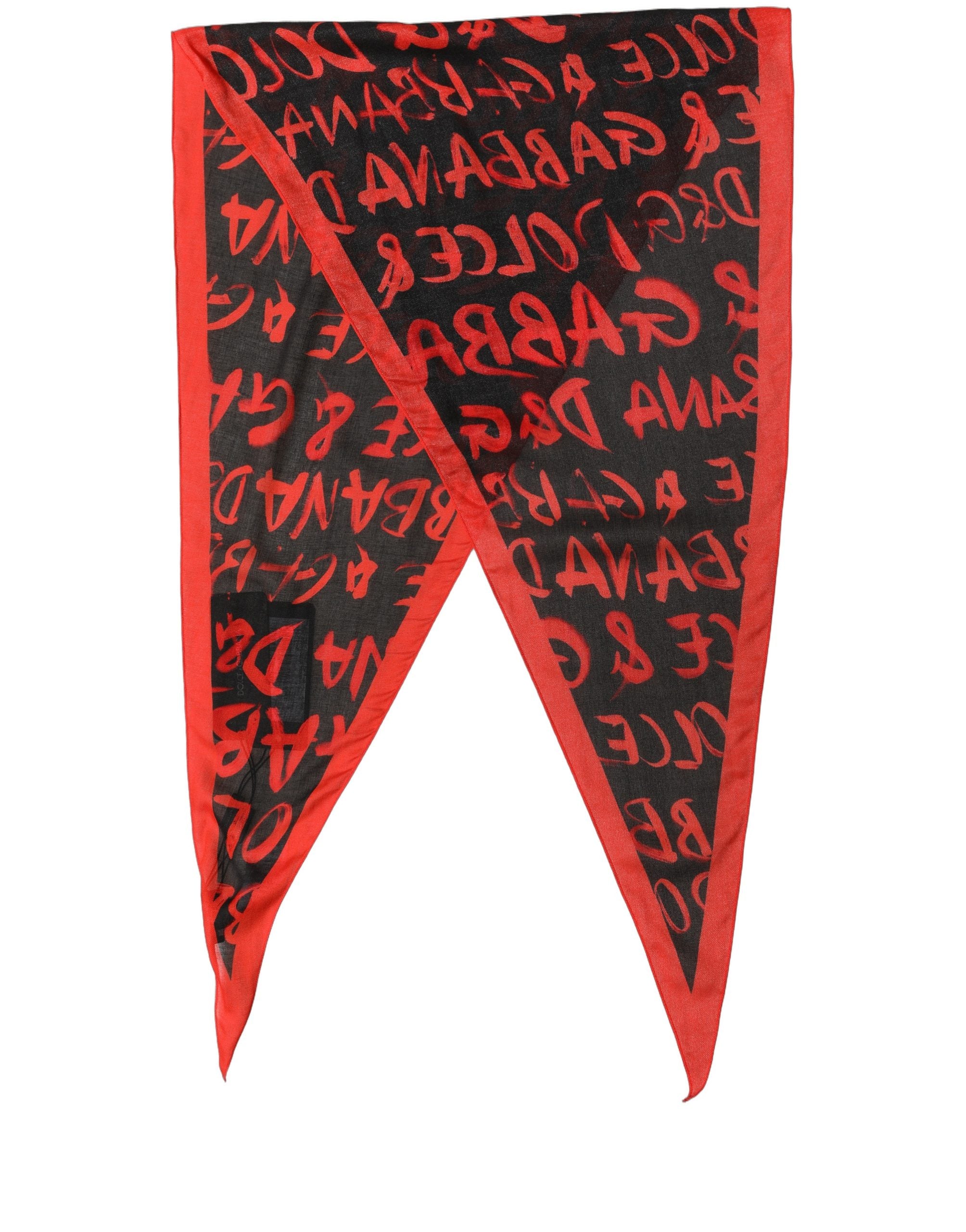 Dolce & Gabbana Men Red Black Graffiti Logo Lace Stole Men's Scarf