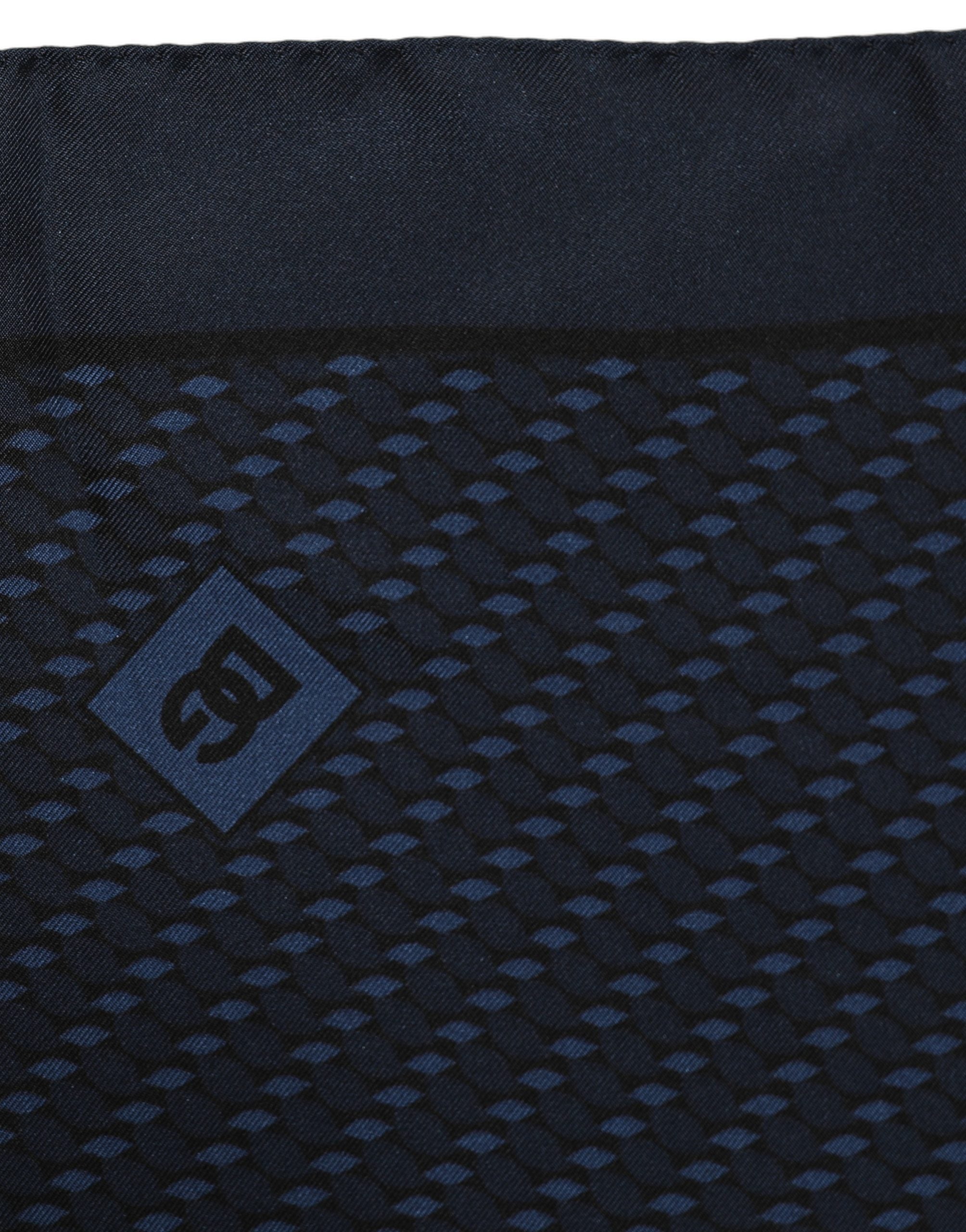 Dolce & Gabbana Dark Blue Silk Pocket Square Foulard Men's Scarf