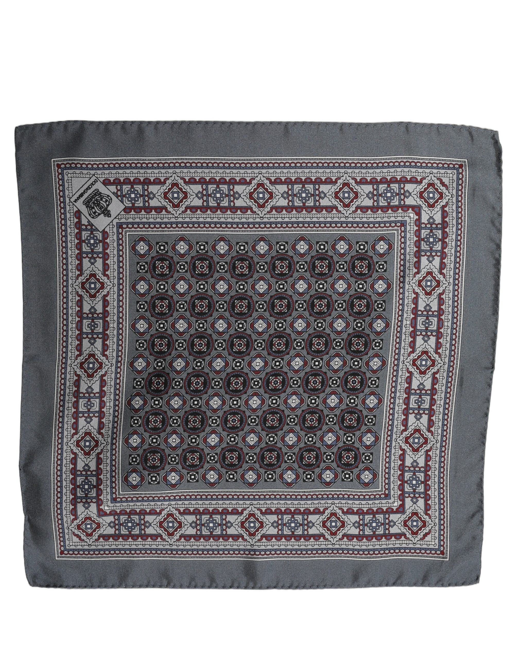 Dolce & Gabbana Gray Geometric Pocket Square Foulard Men's Scarf