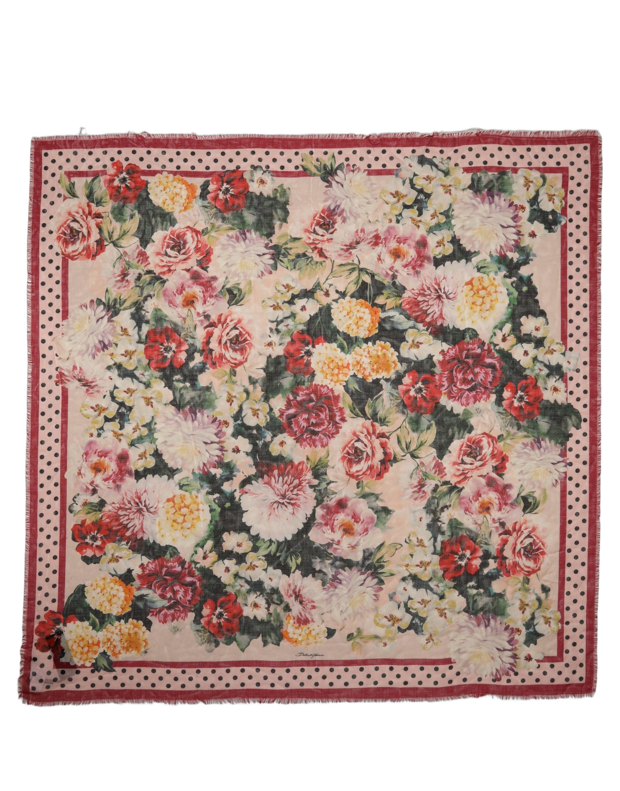 Dolce & Gabbana Multicolor Floral Fringed Stole Men's Scarf (Pre-Owned)