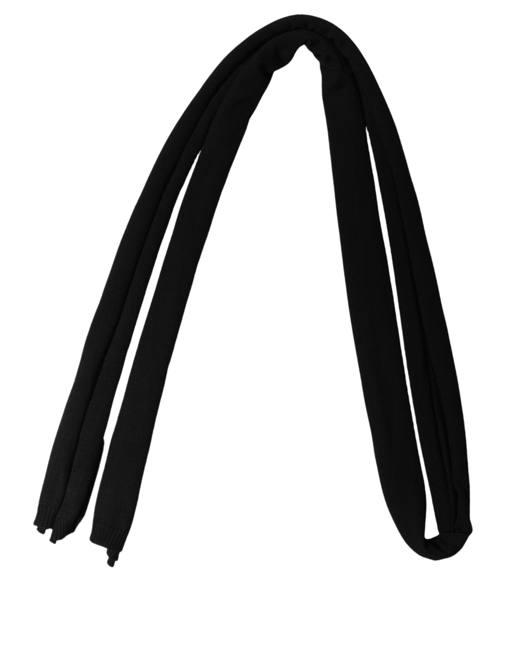 Dolce & Gabbana Men Black Wool Knitted Skinny Foulard Men's Scarf