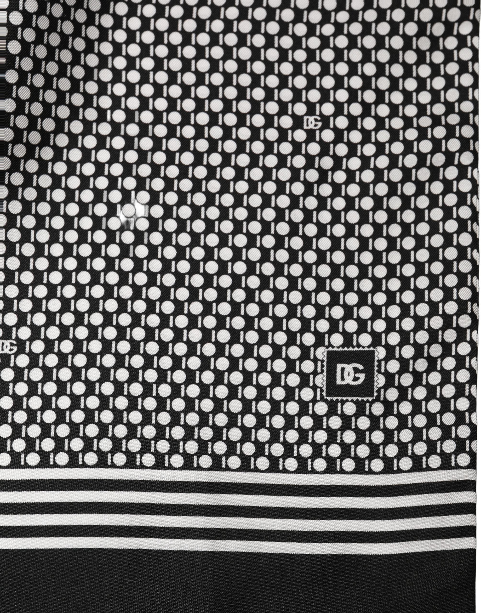 Dolce & Gabbana Black White Geometric Silk Neck Shawl Men's Scarf