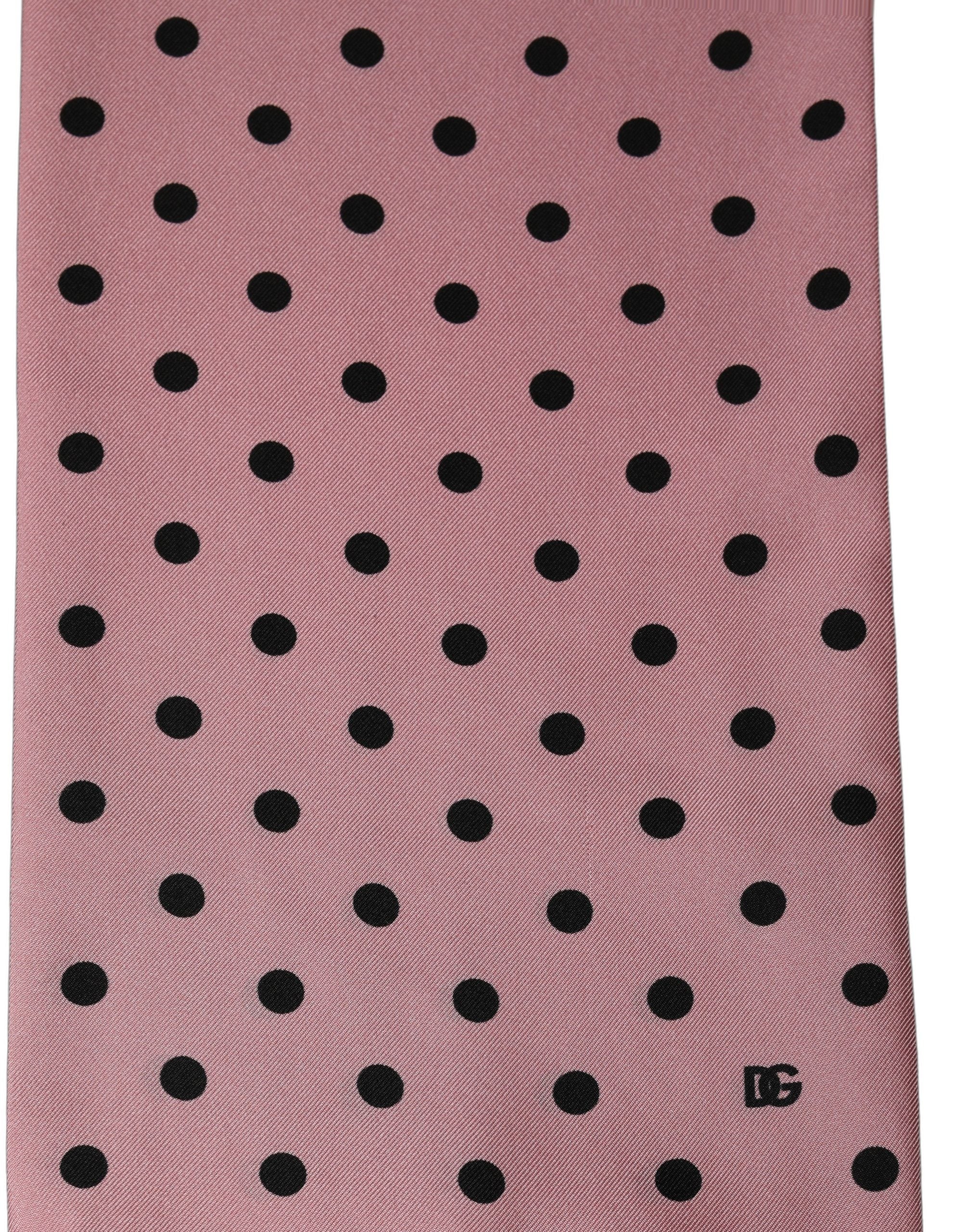 Dolce & Gabbana Pink Polka Dot Silk Fringed Lace Stole Men's Scarf