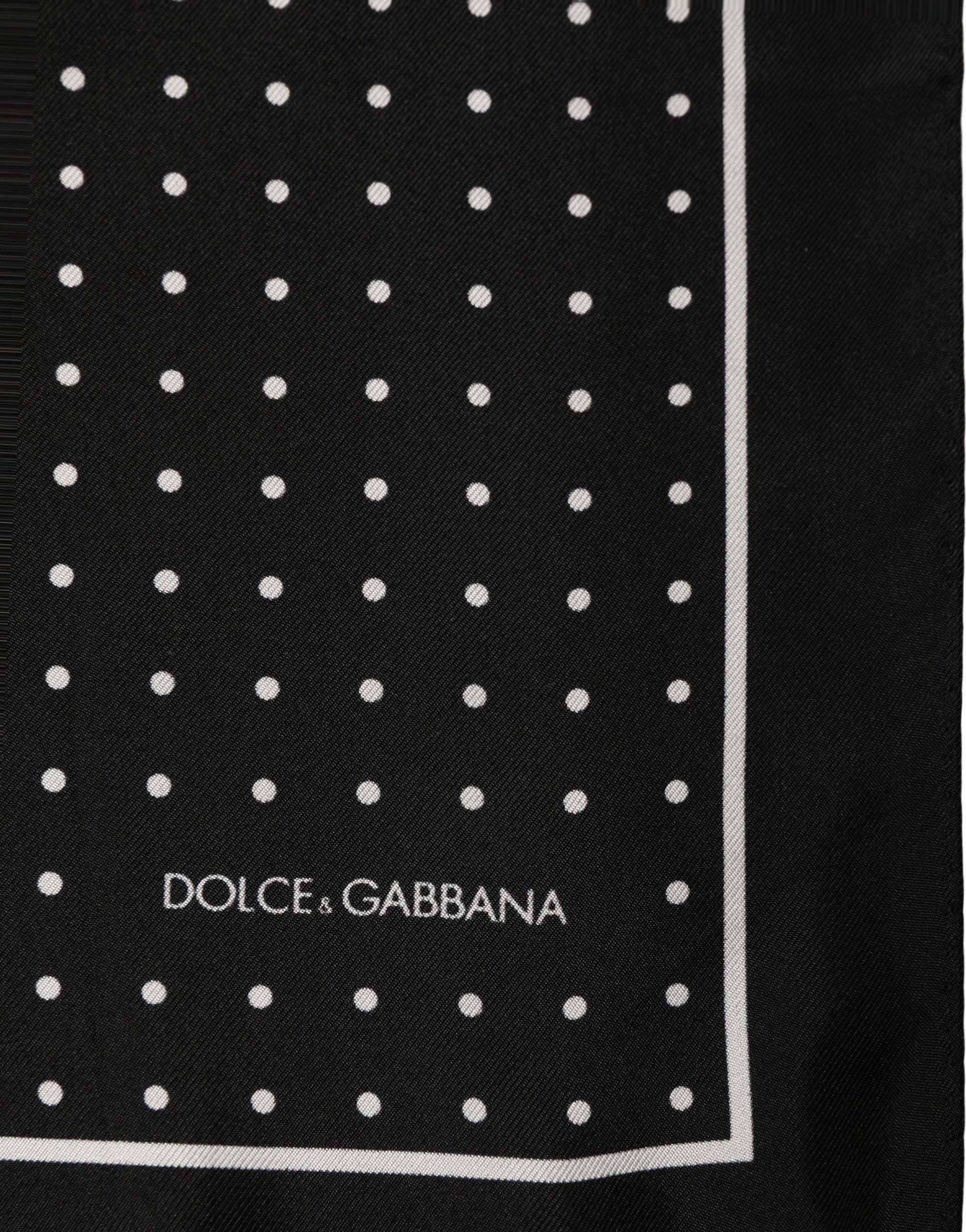 Dolce & Gabbana Black Polka Dot Pocket Square Foulard Men's Scarf