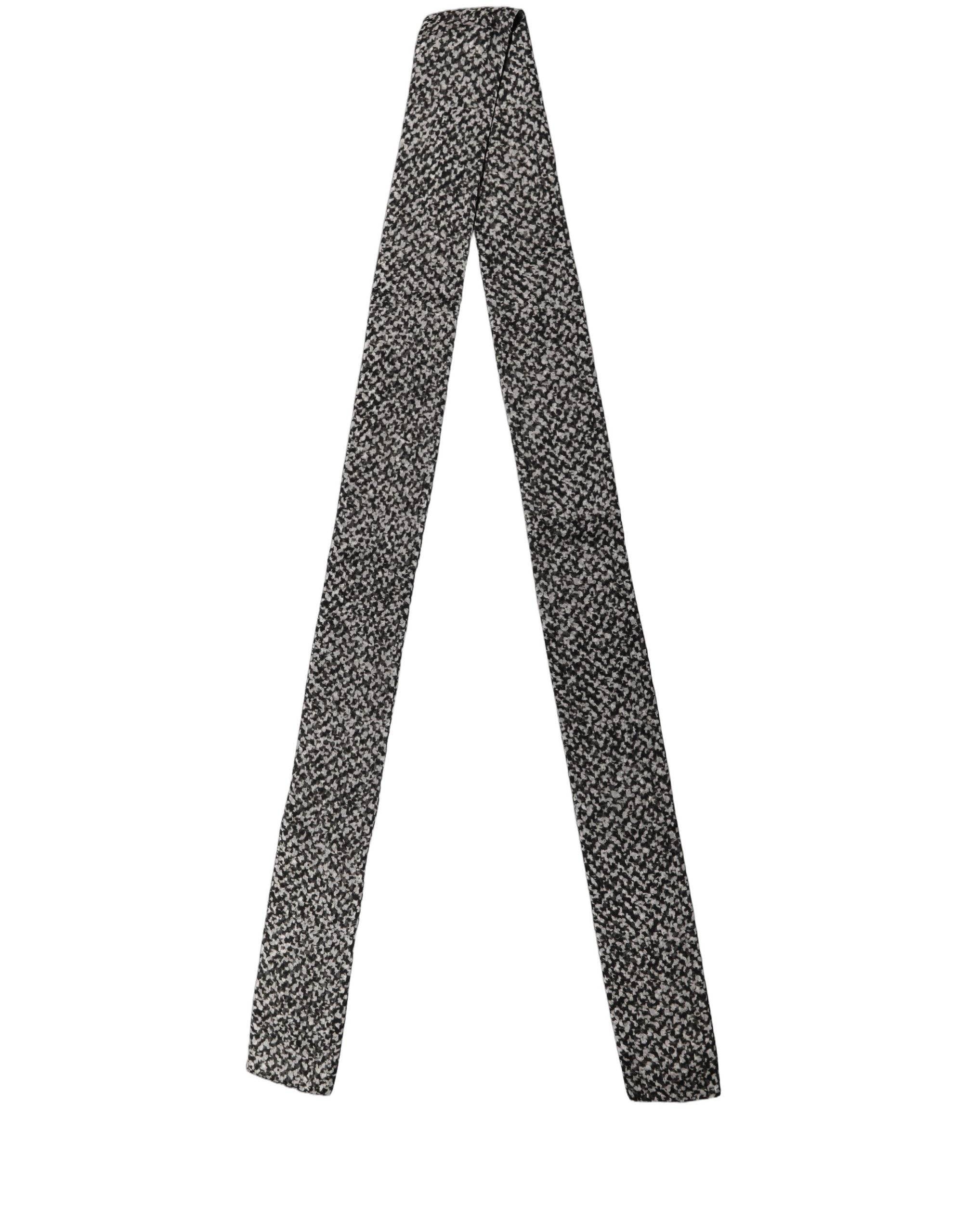 Dolce & Gabbana Black White Herringbone Tweed Shawl Men's Scarf